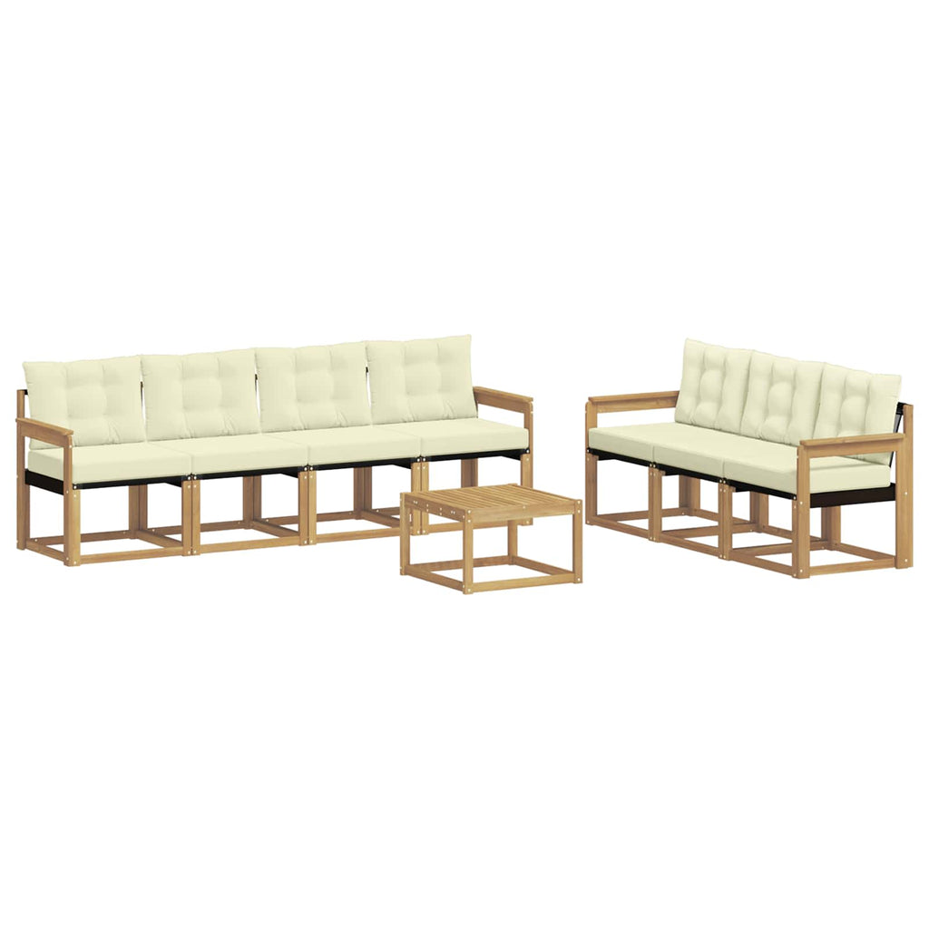 Outdoor-Sofagarnitur mit Kissen 8 pcs Weiß und Creme