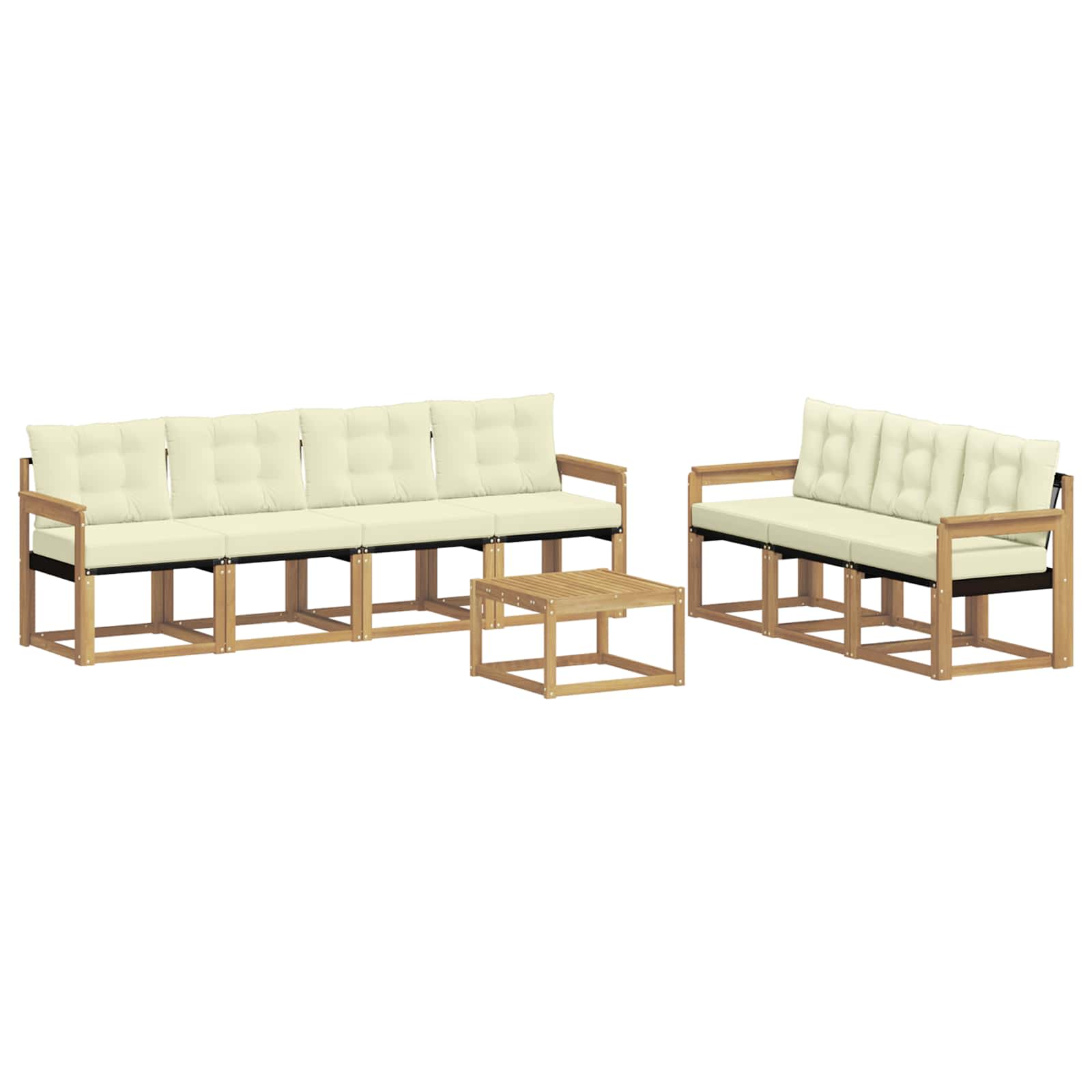Outdoor-Sofagarnitur mit Kissen 8 pcs Weiß und Creme