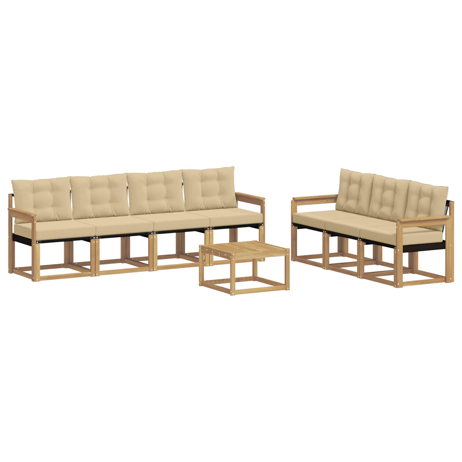Outdoor-Sofagarnitur mit Kissen 8 pcs Weiß und Beige