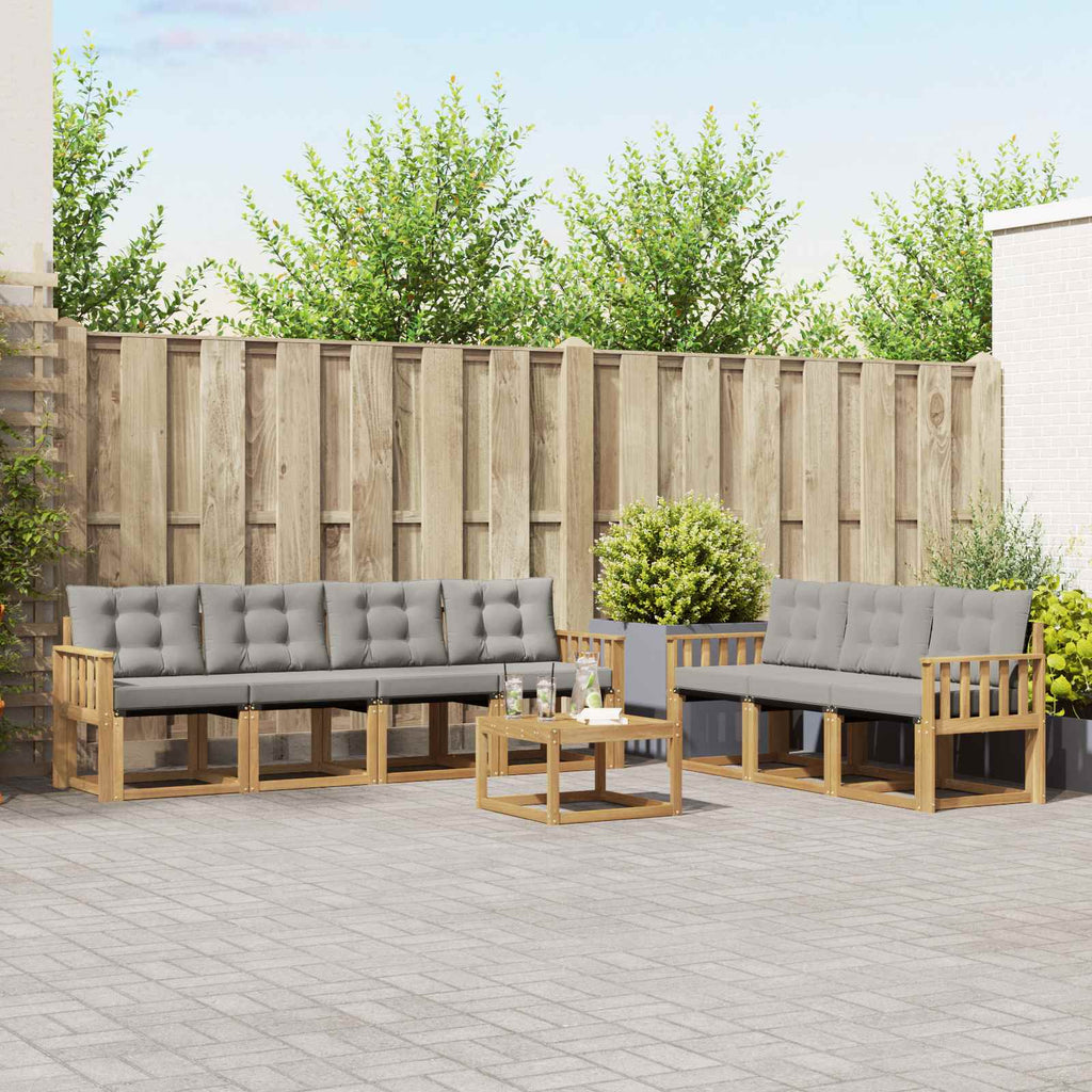 Outdoor-Sofagarnitur mit Kissen 8 pcs Weiß und Hellgrau