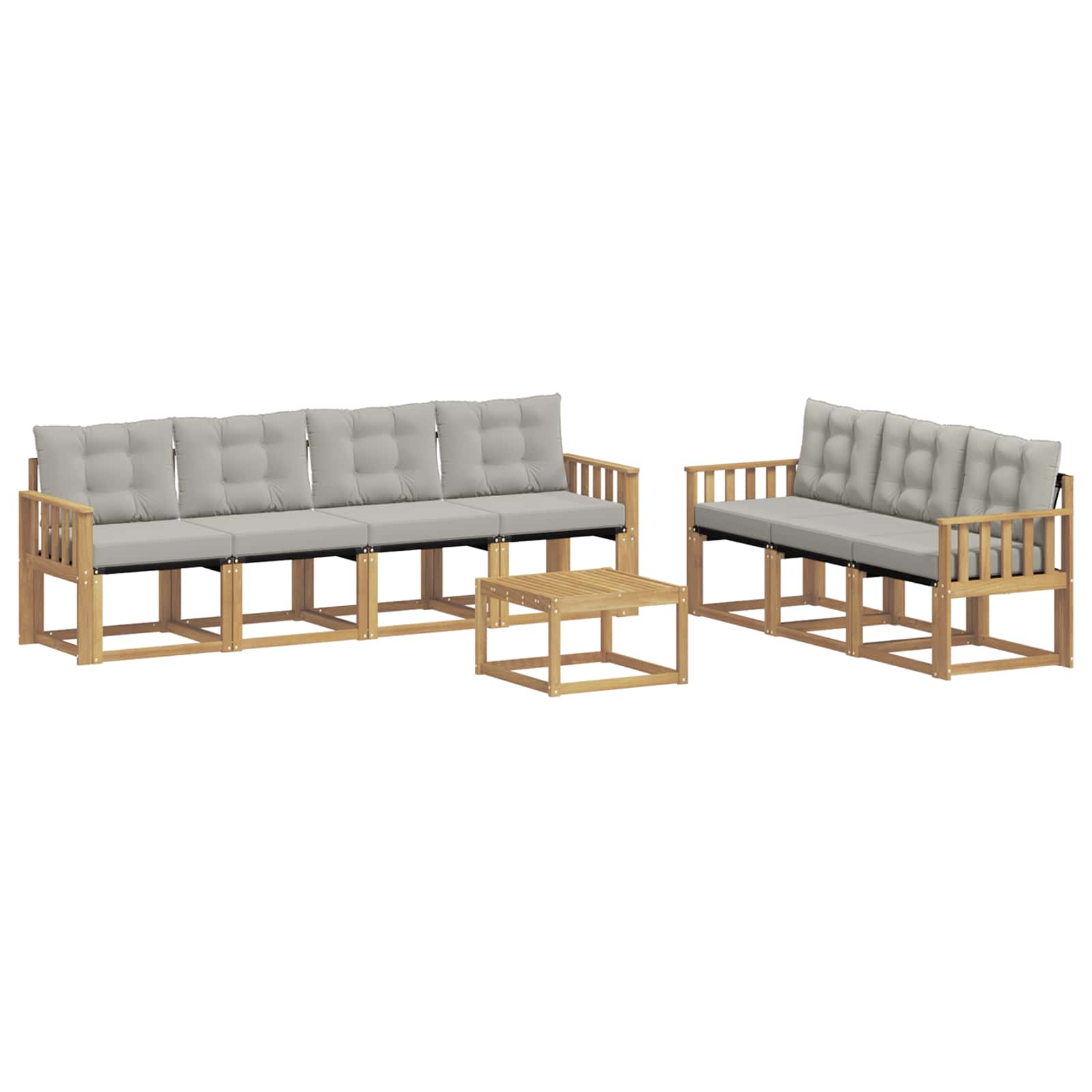 Outdoor-Sofagarnitur mit Kissen 8 pcs Weiß und Hellgrau