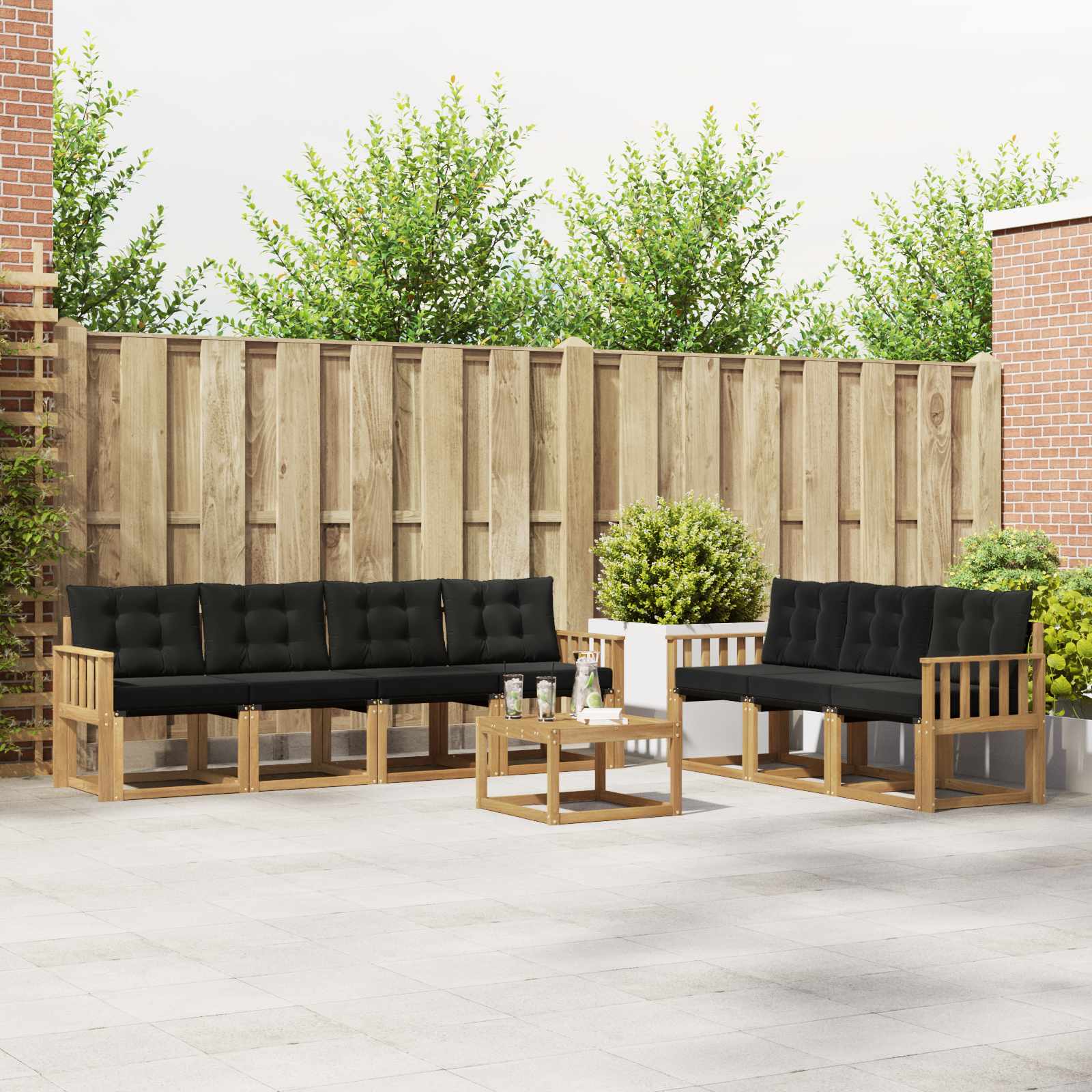 Outdoor-Sofagarnitur mit Kissen 8 pcs Weiß und Schwarz