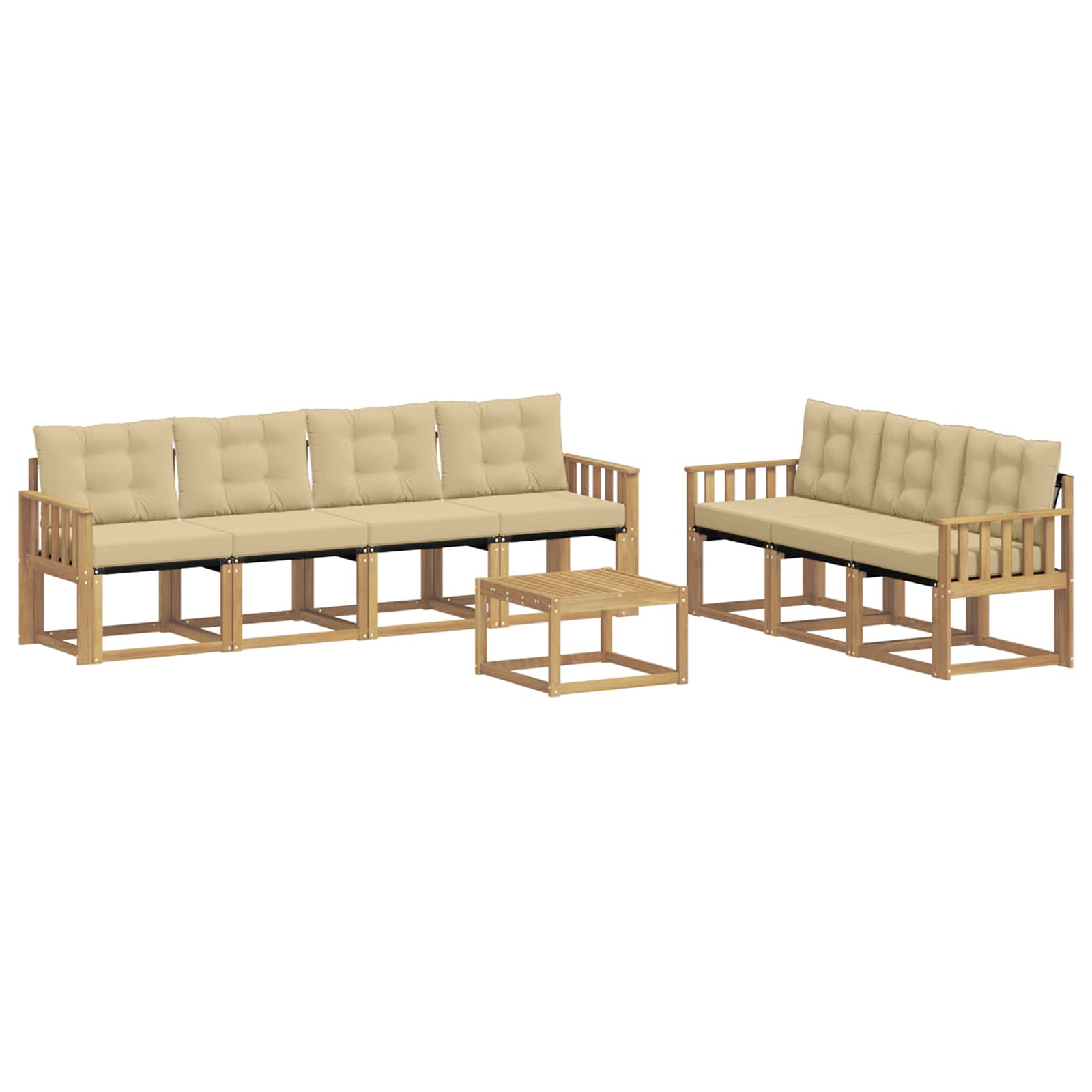 Outdoor-Sofagarnitur mit Kissen 8 pcs Weiß und Beige
