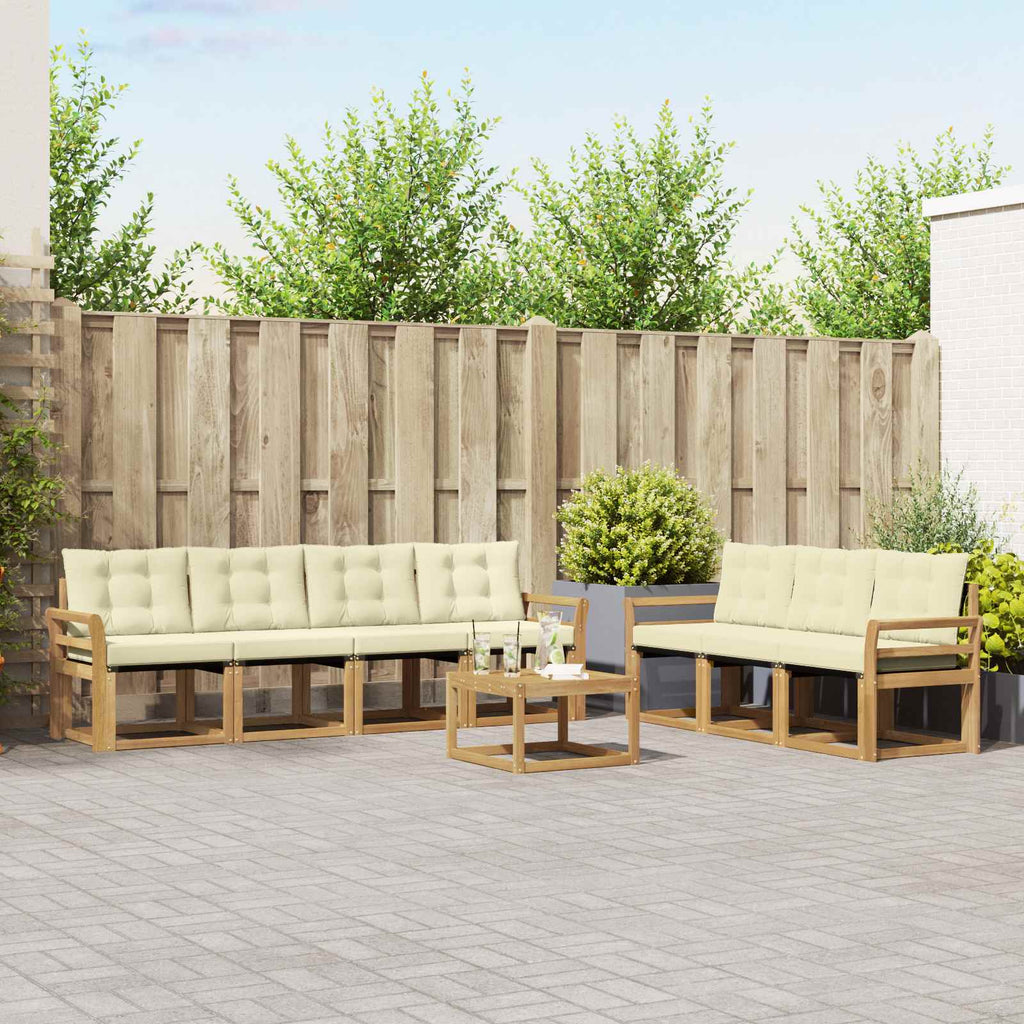 Outdoor-Sofagarnitur mit Kissen 8 pcs Weiß und Creme