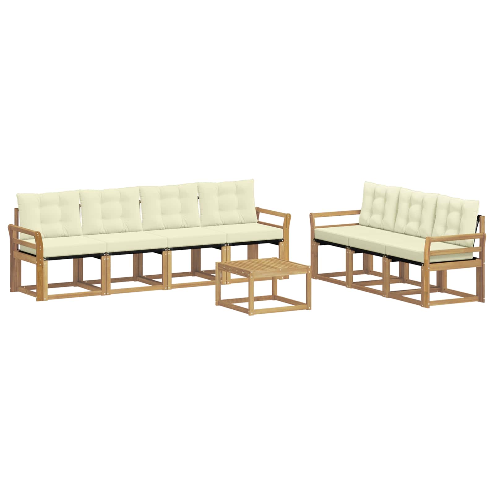 Outdoor-Sofagarnitur mit Kissen 8 pcs Weiß und Creme