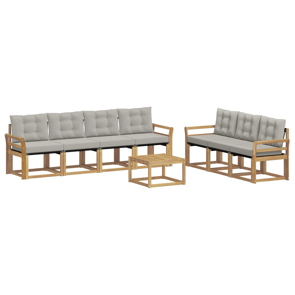 Outdoor-Sofagarnitur mit Kissen 8 pcs Weiß und Hellgrau