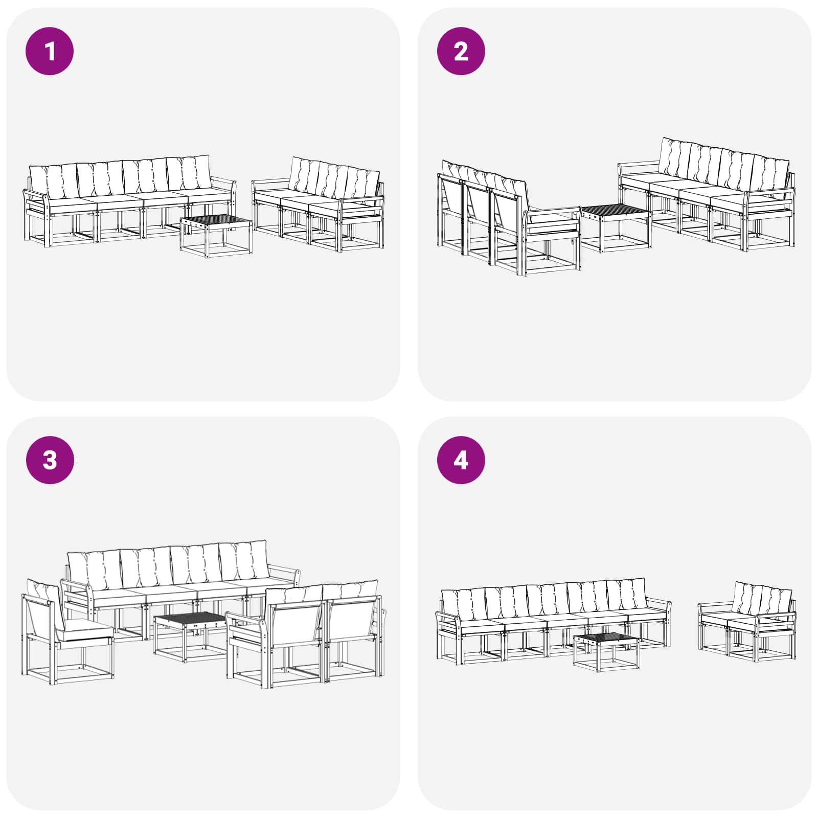 Outdoor-Sofagarnitur mit Kissen 8 pcs Weiß und Hellgrau