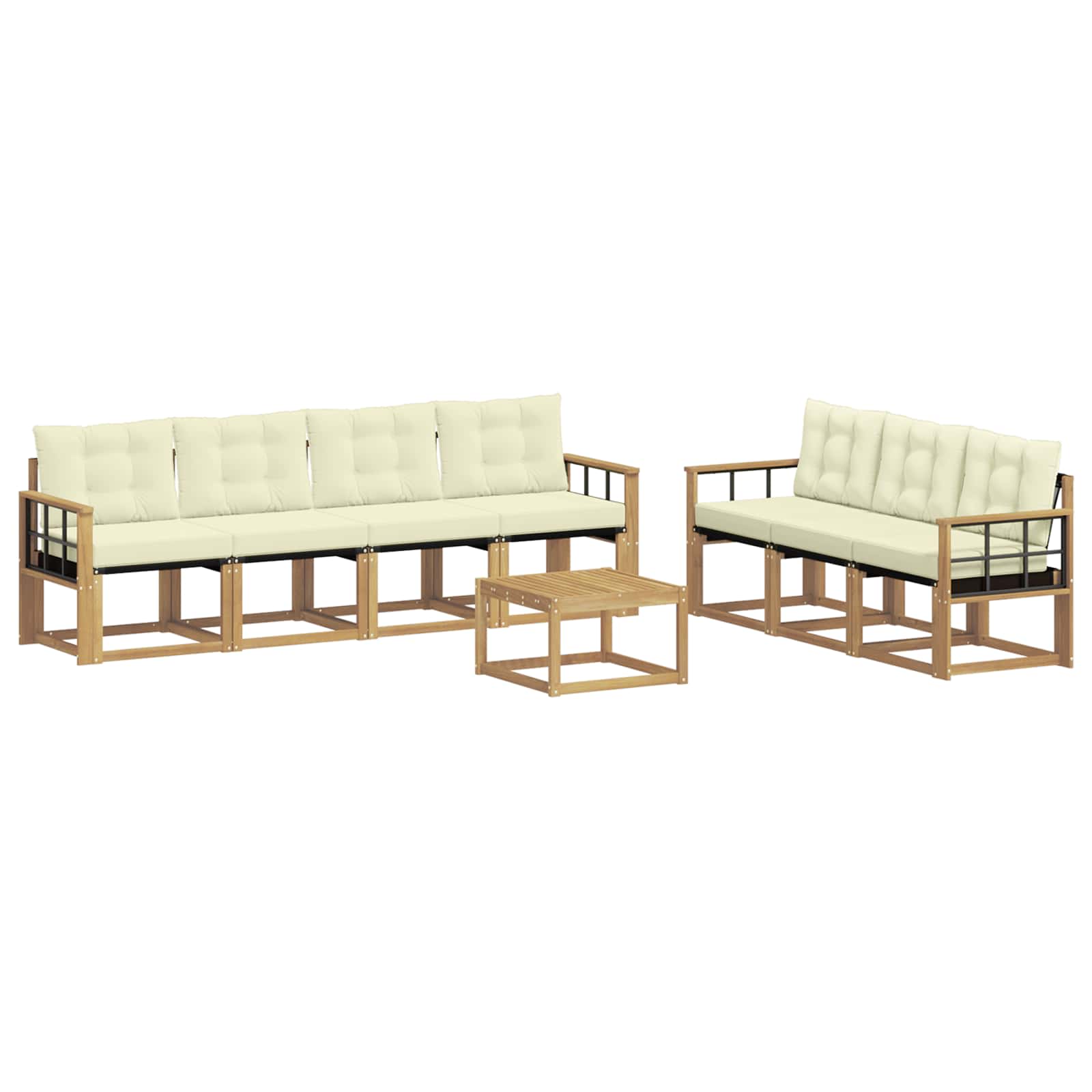 Outdoor-Sofagarnitur mit Kissen 8 pcs Weiß und Creme