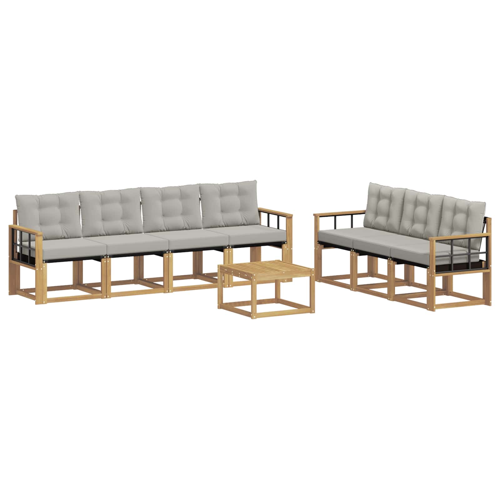 Outdoor-Sofagarnitur mit Kissen 8 pcs Weiß und Hellgrau