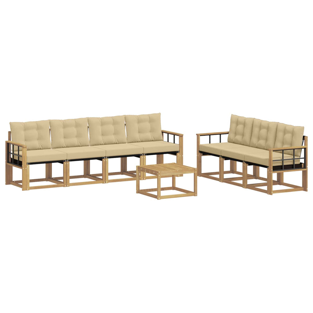 Outdoor-Sofagarnitur mit Kissen 8 pcs Weiß und Beige