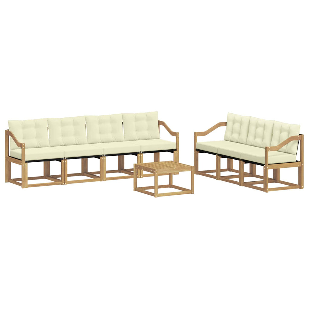 Outdoor-Sofagarnitur mit Kissen 8 pcs Weiß und Creme