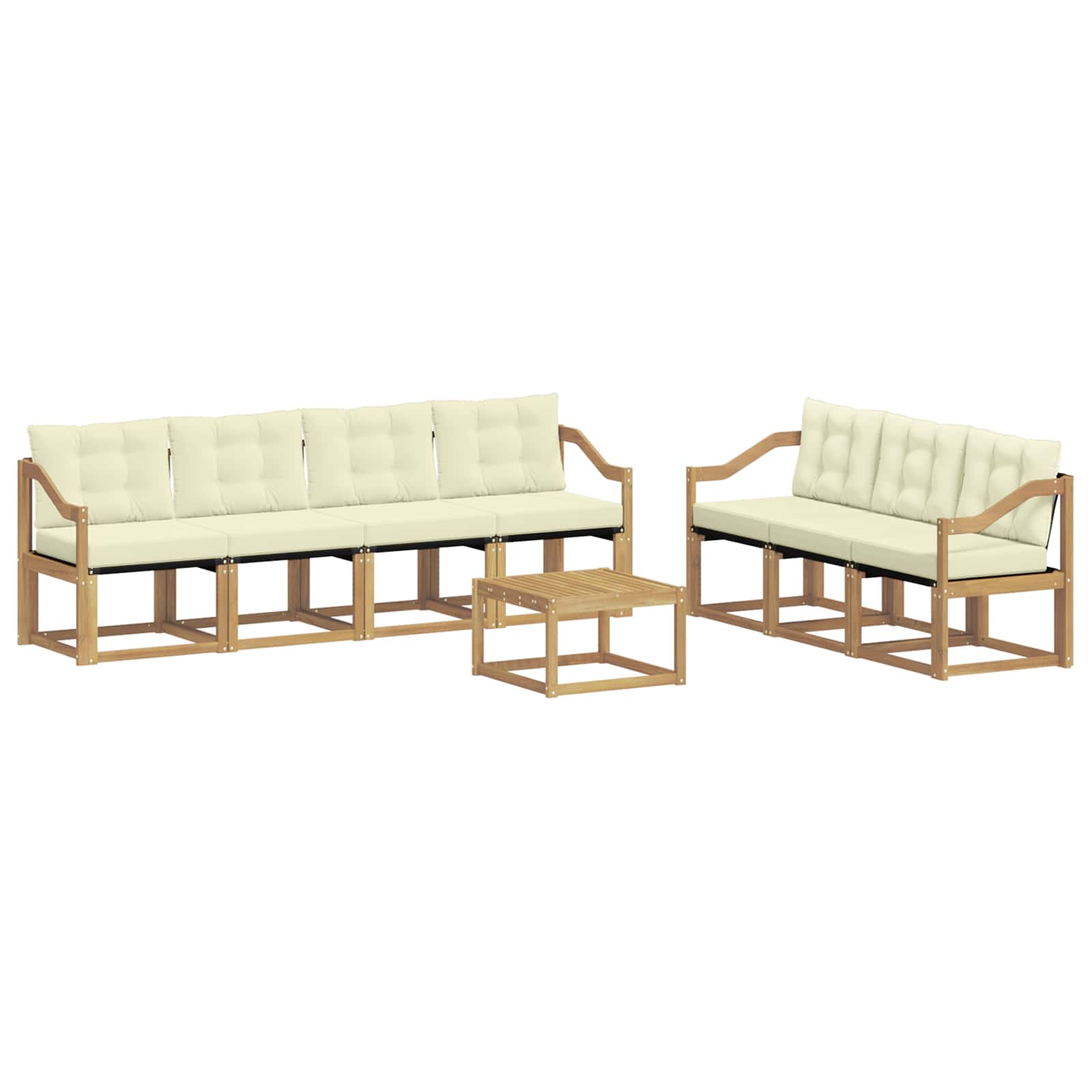 Outdoor-Sofagarnitur mit Kissen 8 pcs Weiß und Creme