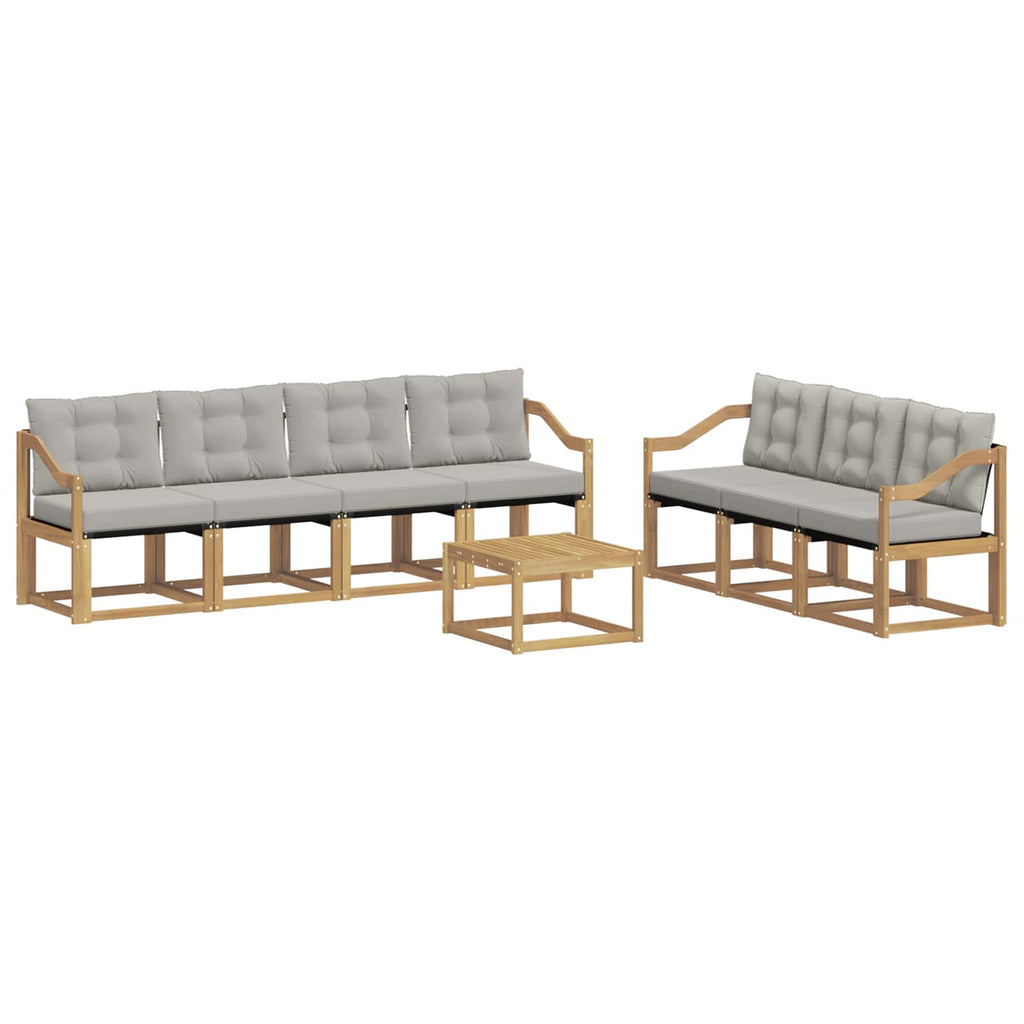 Outdoor-Sofagarnitur mit Kissen 8 pcs Weiß und Hellgrau
