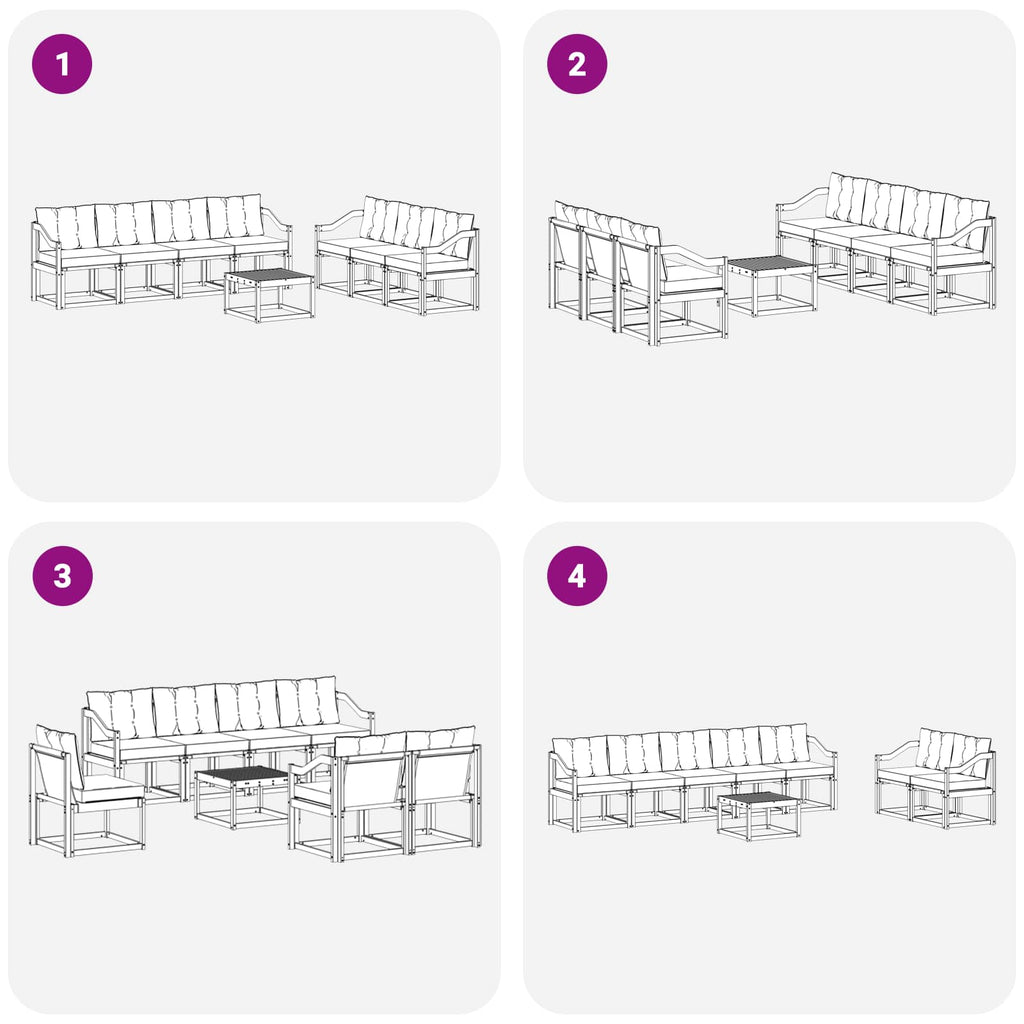 Outdoor-Sofagarnitur mit Kissen 8 pcs Weiß und Hellgrau