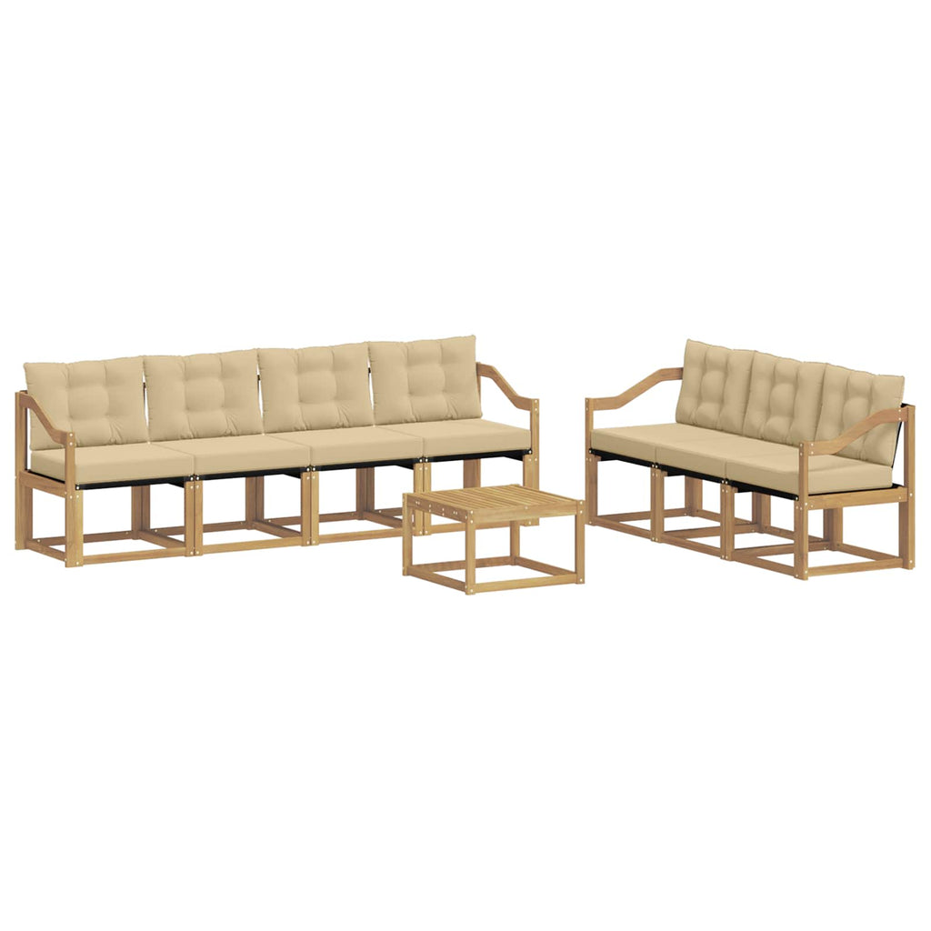 Outdoor-Sofagarnitur mit Kissen 8 pcs Weiß und Beige