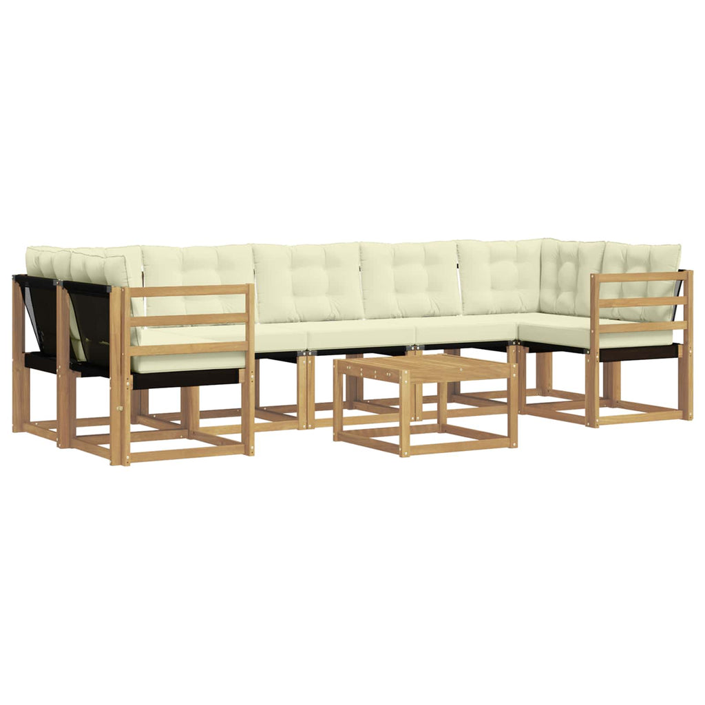 Outdoor-Sofagarnitur mit Kissen 8 pcs Weiß und Creme