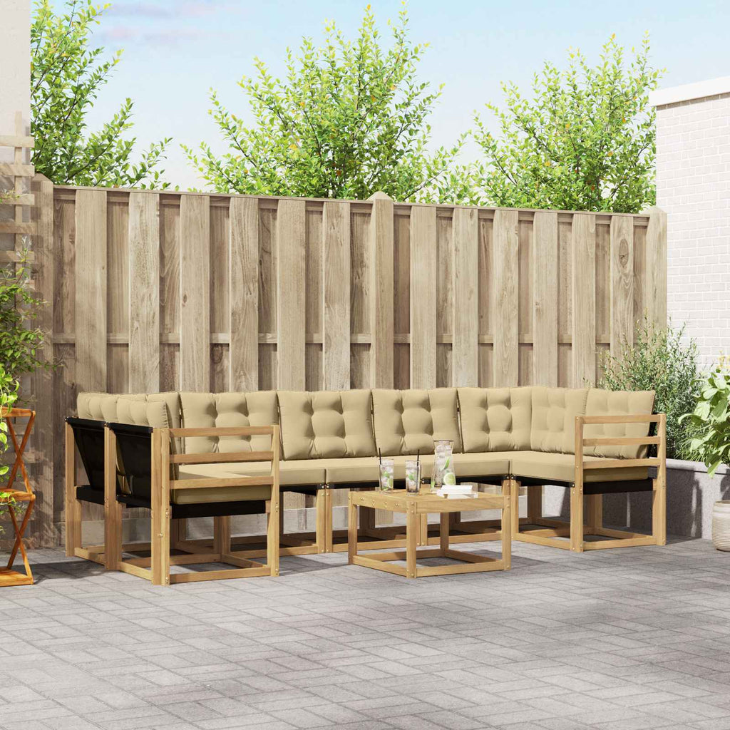 Outdoor-Sofagarnitur mit Kissen 8 pcs Weiß und Beige