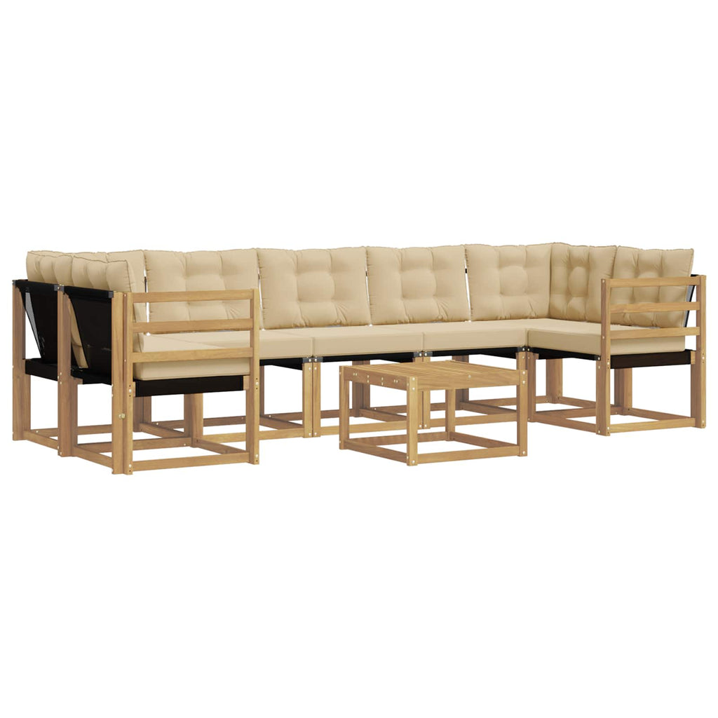 Outdoor-Sofagarnitur mit Kissen 8 pcs Weiß und Beige