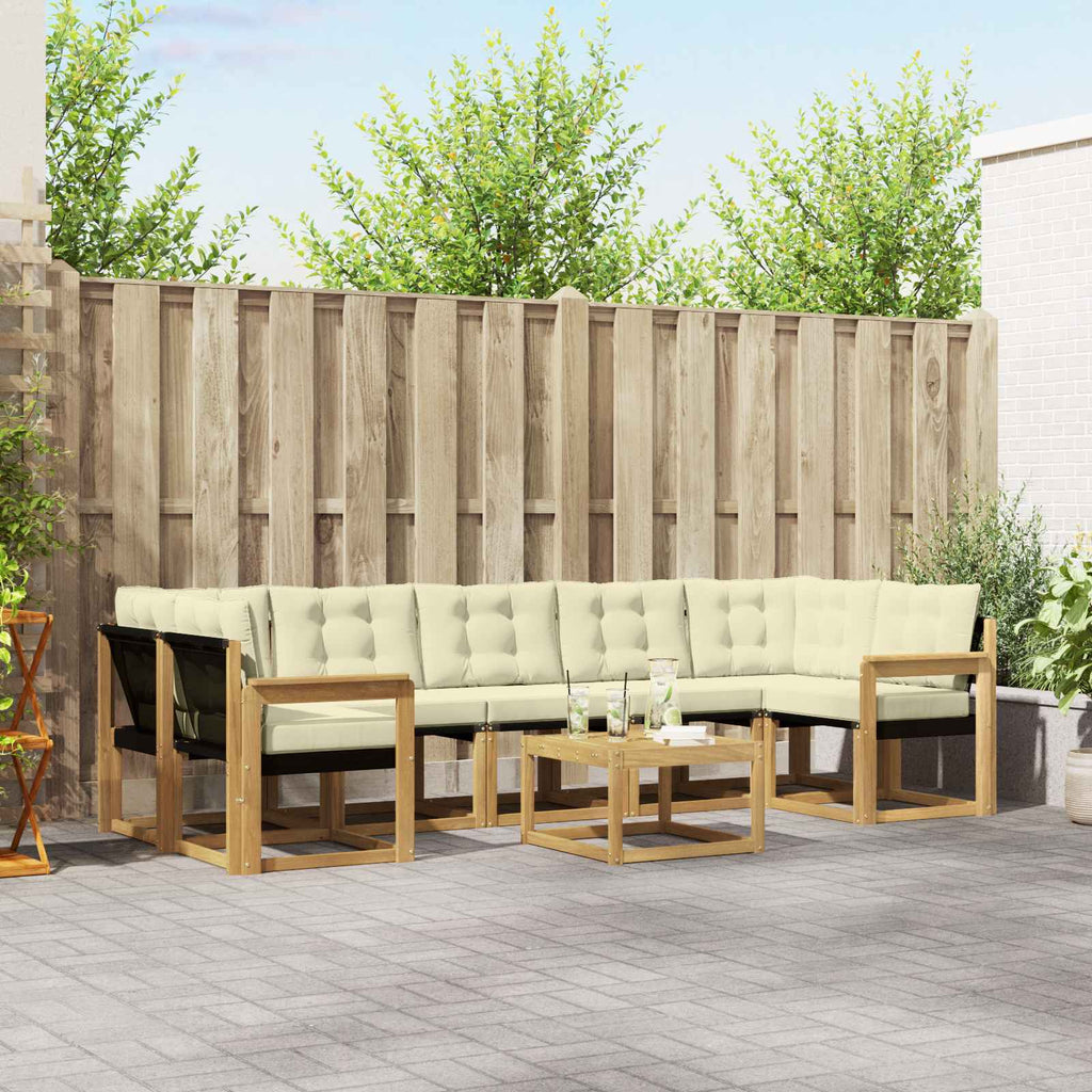 Outdoor-Sofagarnitur mit Kissen 8 pcs Weiß und Creme