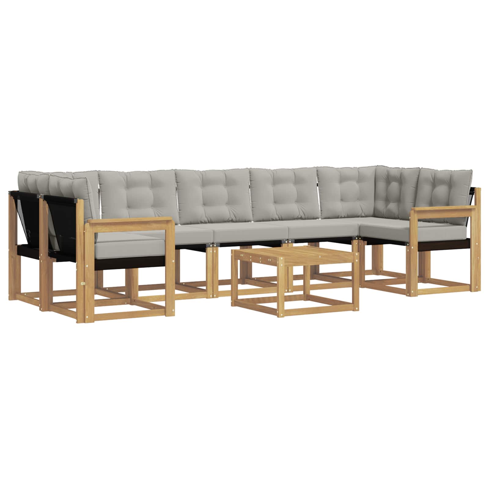 Outdoor-Sofagarnitur mit Kissen 8 pcs Weiß und Hellgrau