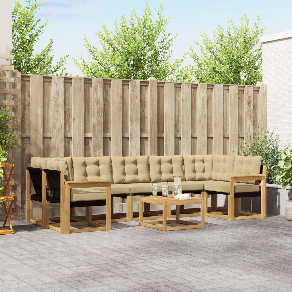 Outdoor-Sofagarnitur mit Kissen 8 pcs Weiß und Beige