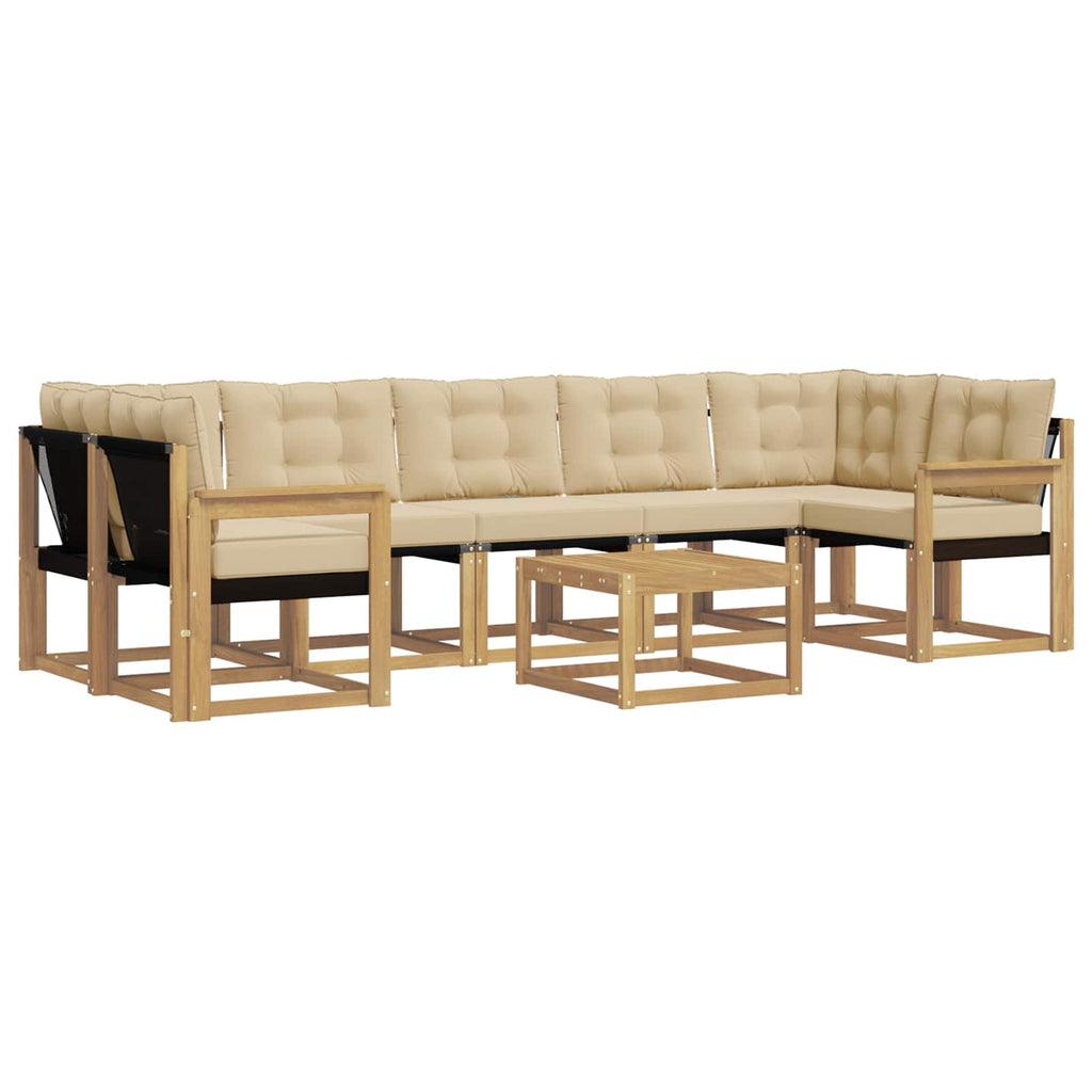 Outdoor-Sofagarnitur mit Kissen 8 pcs Weiß und Beige