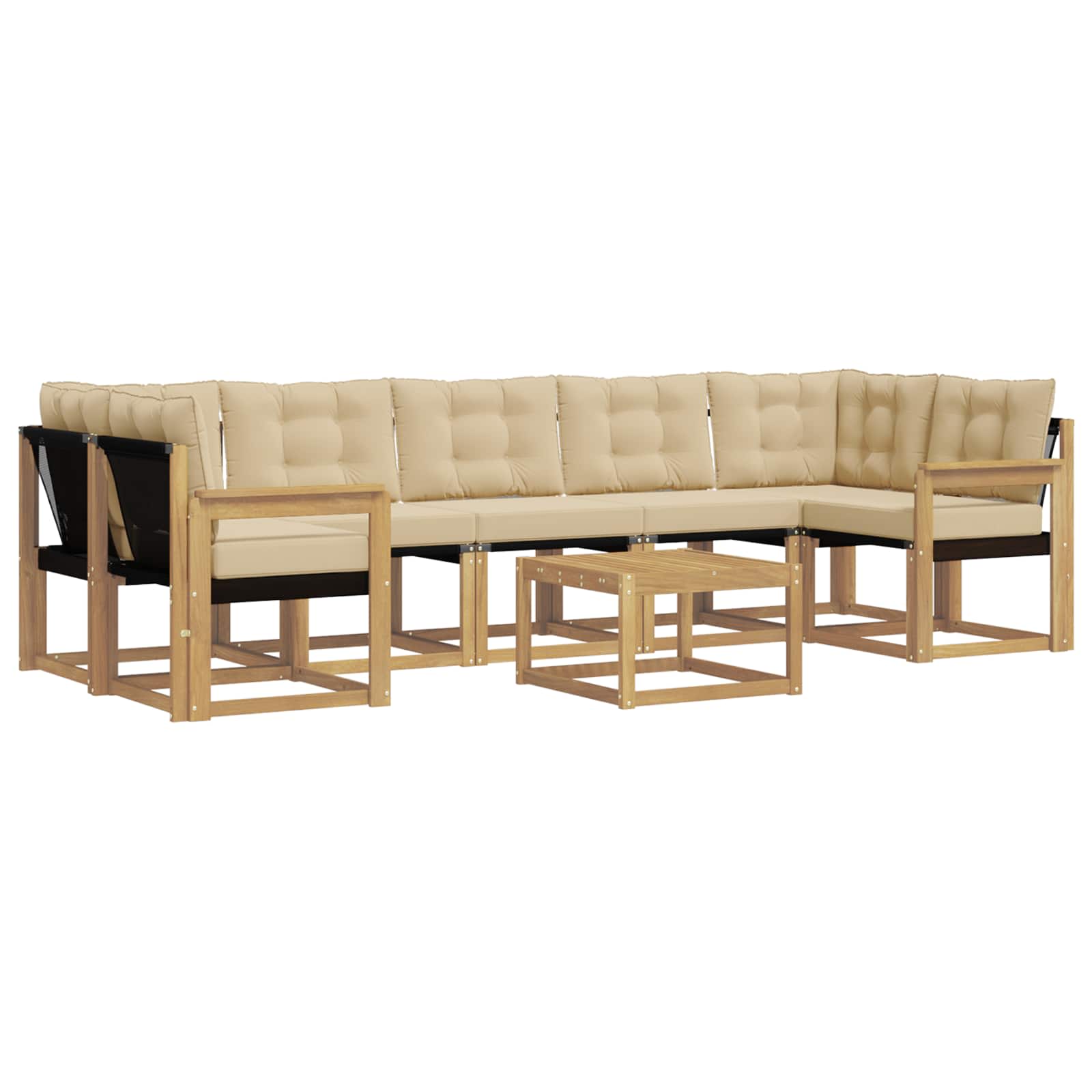 Outdoor-Sofagarnitur mit Kissen 8 pcs Weiß und Beige