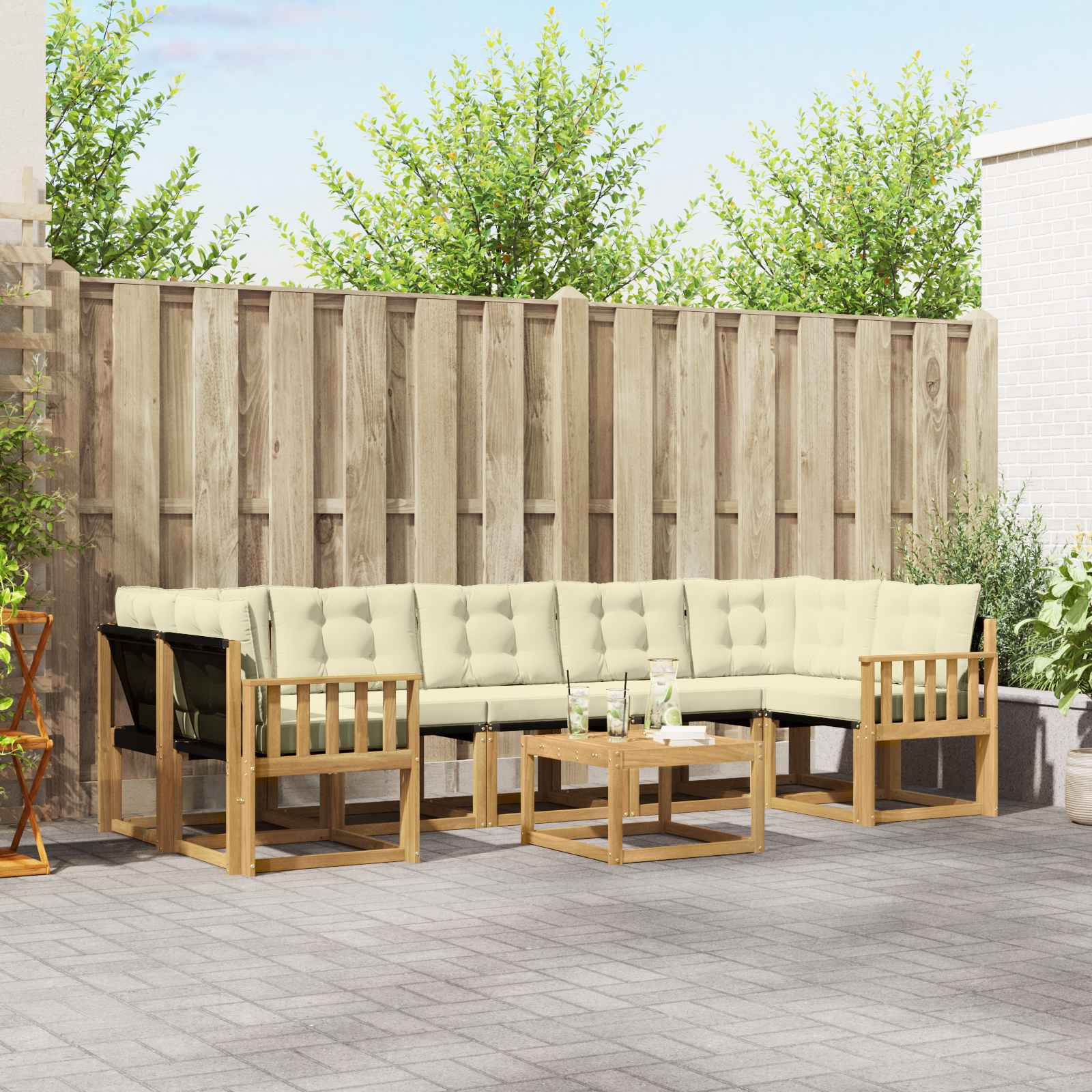 Outdoor-Sofagarnitur 8 pcs Massives Akazienholz und Textilene