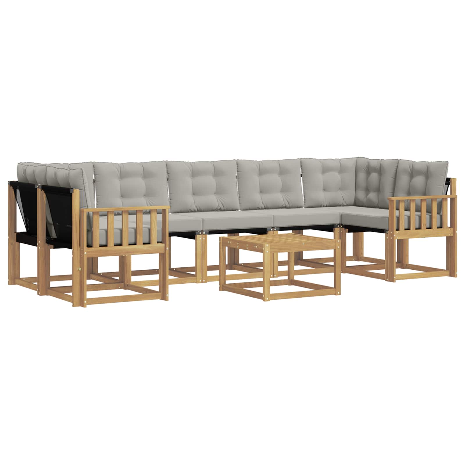Outdoor-Sofagarnitur mit Kissen 8 pcs Weiß und Hellgrau