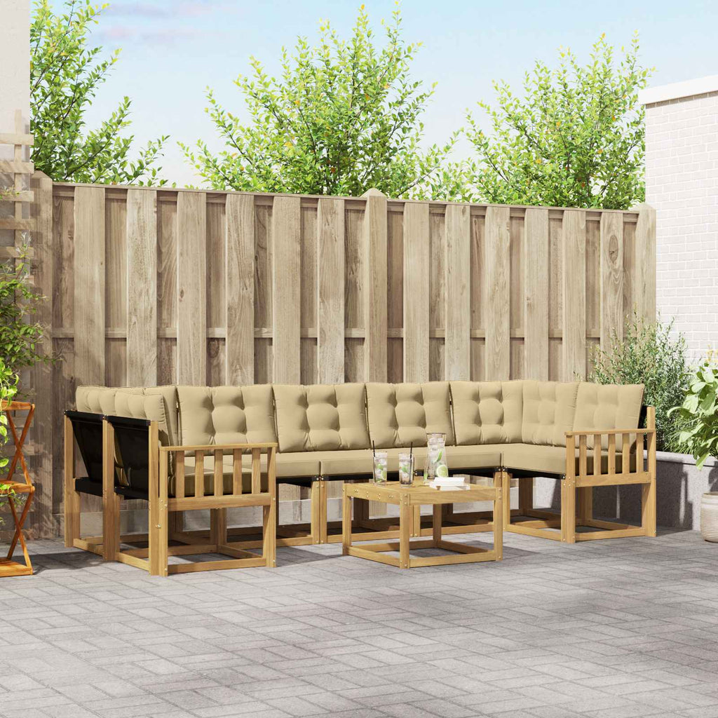 Outdoor-Sofagarnitur mit Kissen 8 pcs Weiß und Beige