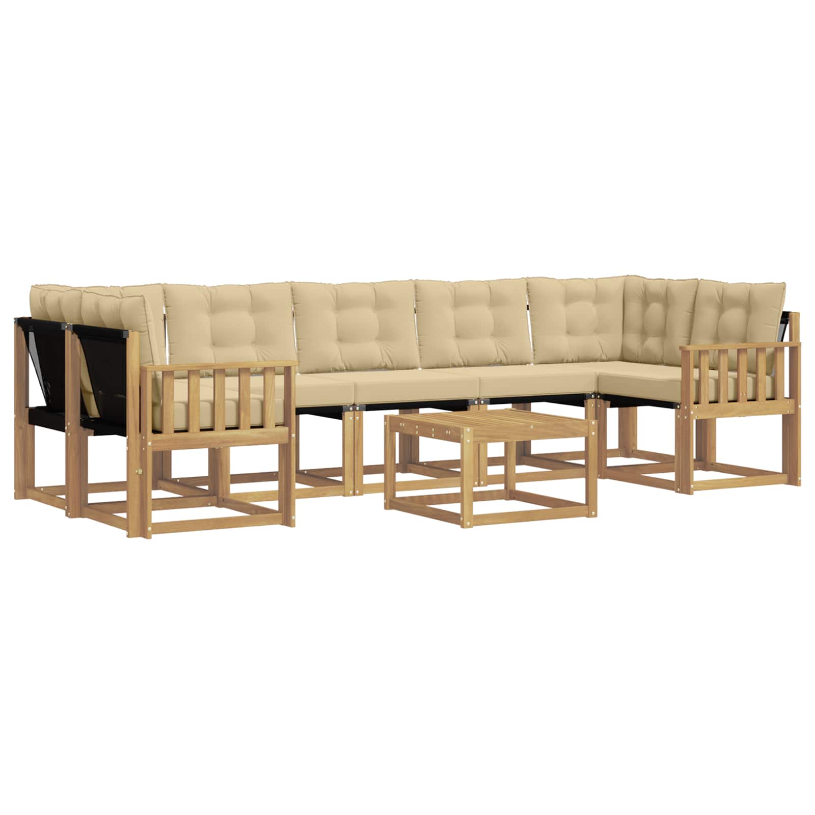 Outdoor-Sofagarnitur mit Kissen 8 pcs Weiß und Beige
