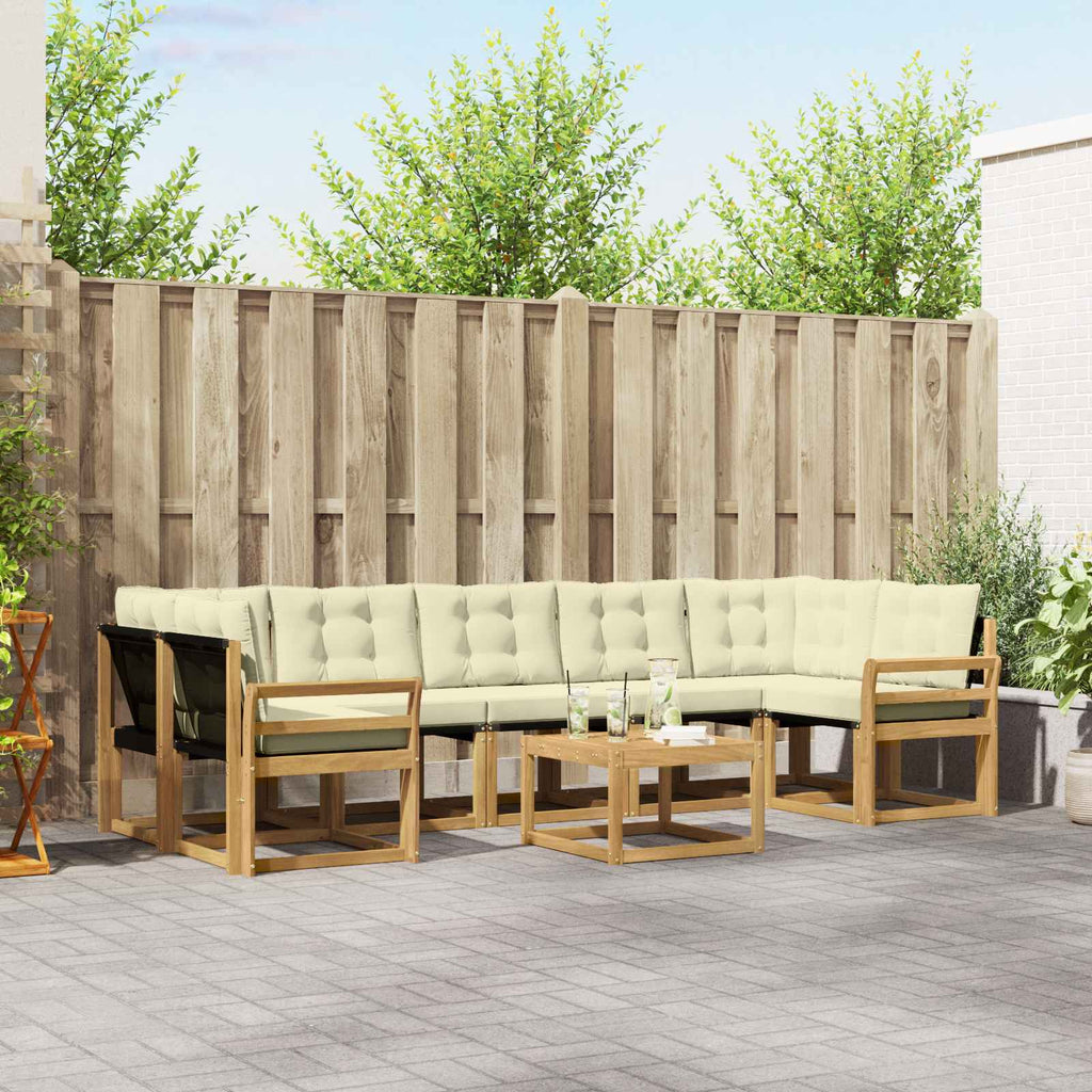 Outdoor-Sofagarnitur mit Kissen 8 pcs Weiß und Creme