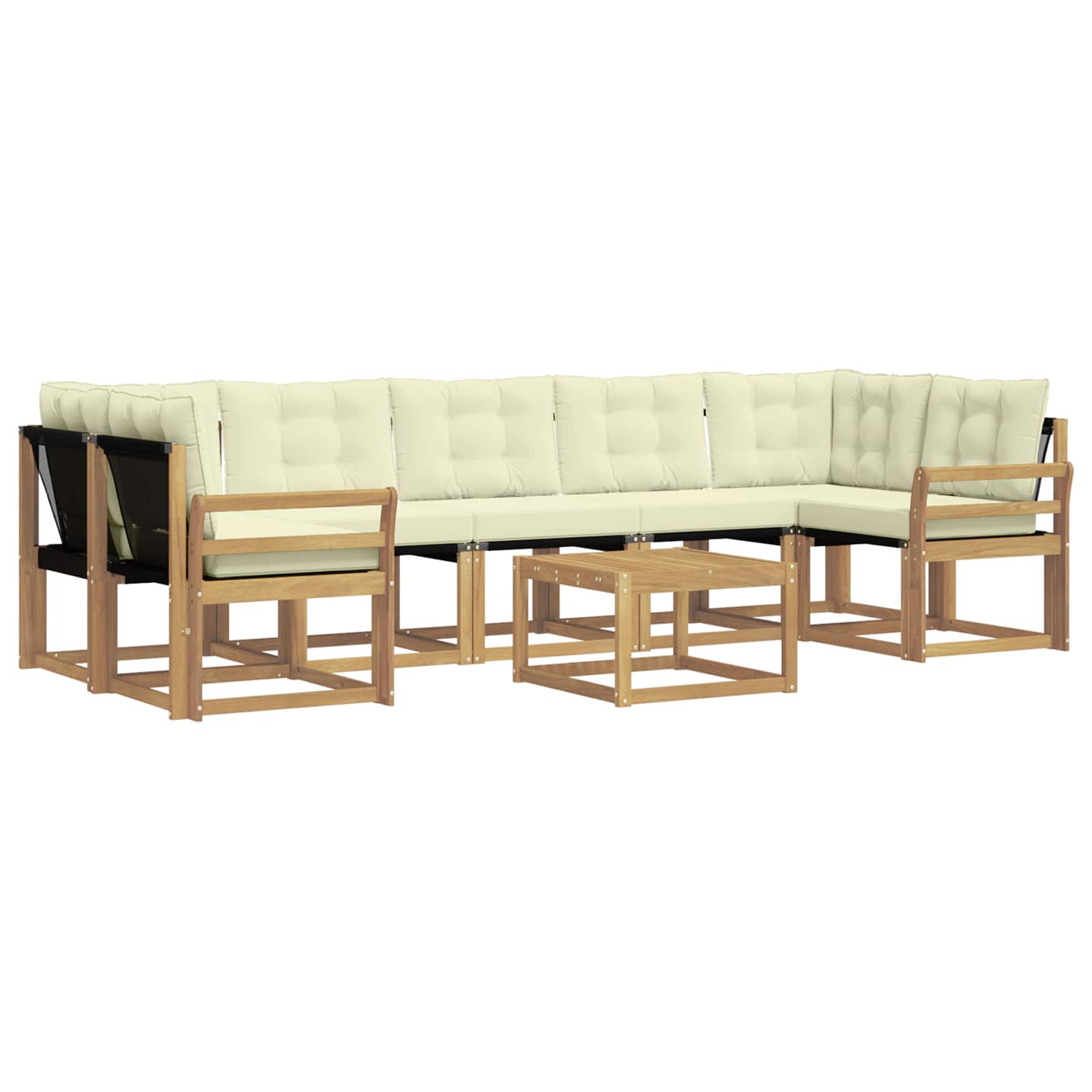 Outdoor-Sofagarnitur mit Kissen 8 pcs Weiß und Creme