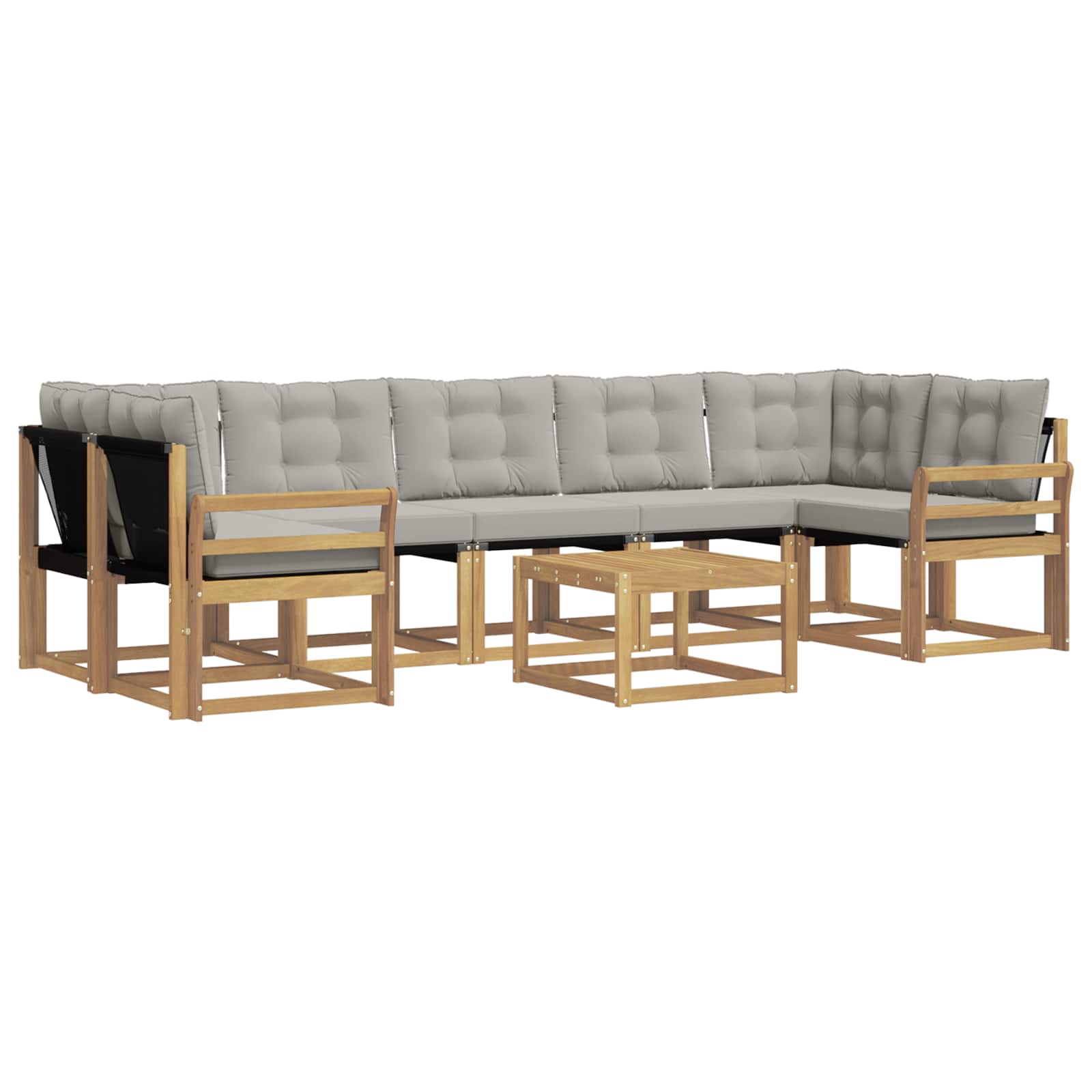 Outdoor-Sofagarnitur mit Kissen 8 pcs Weiß und Hellgrau