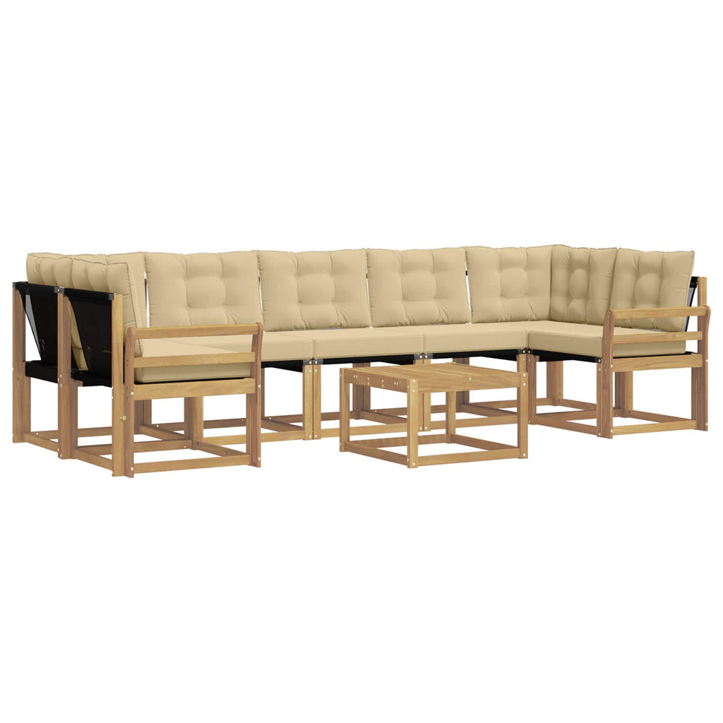 Outdoor-Sofagarnitur mit Kissen 8 pcs Weiß und Beige