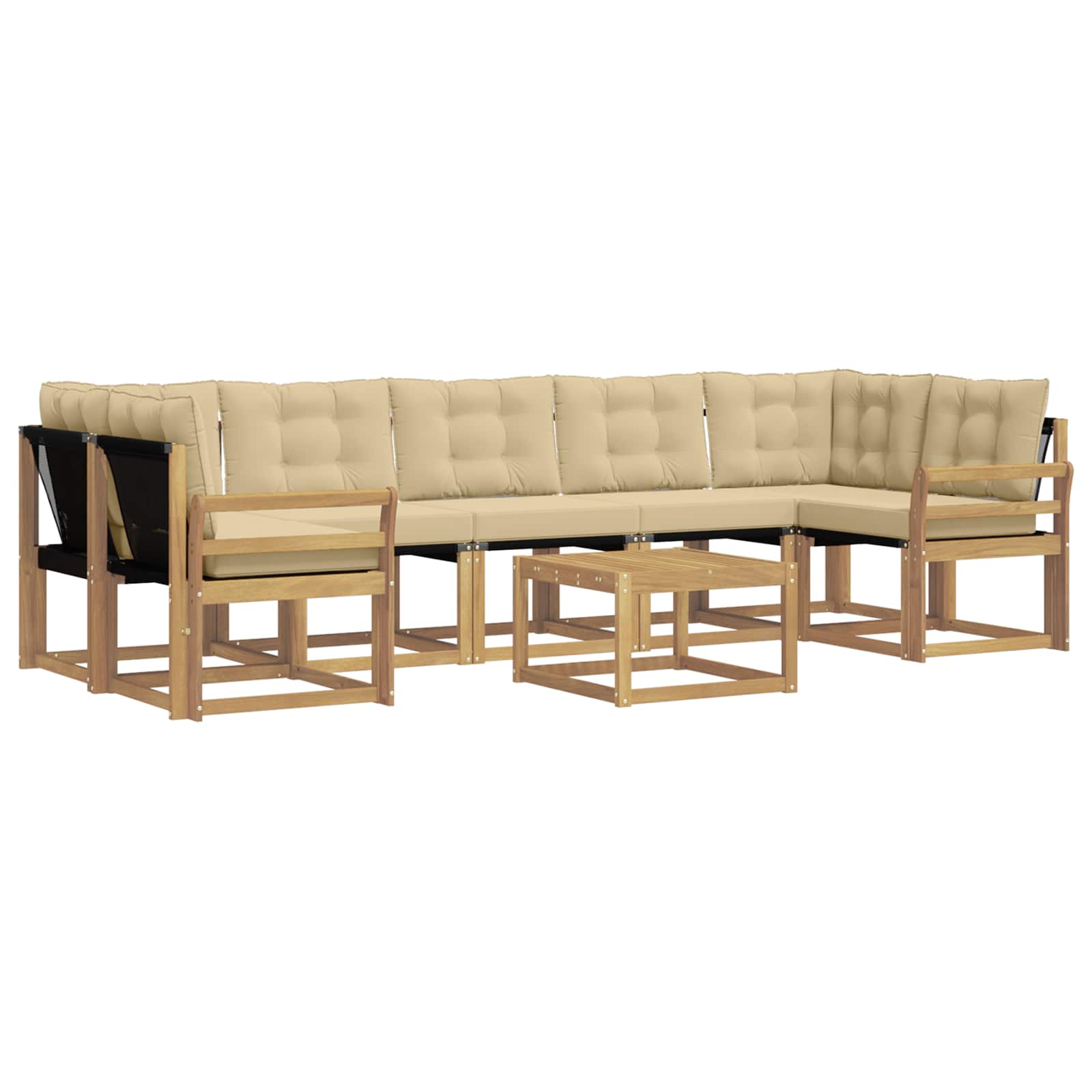 Outdoor-Sofagarnitur mit Kissen 8 pcs Weiß und Beige