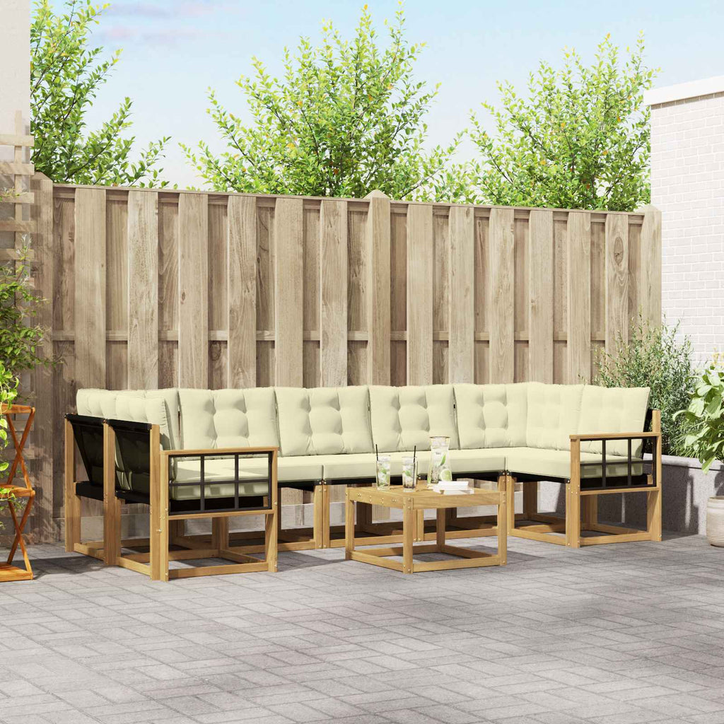 Outdoor-Sofagarnitur mit Kissen 8 pcs Weiß und Creme