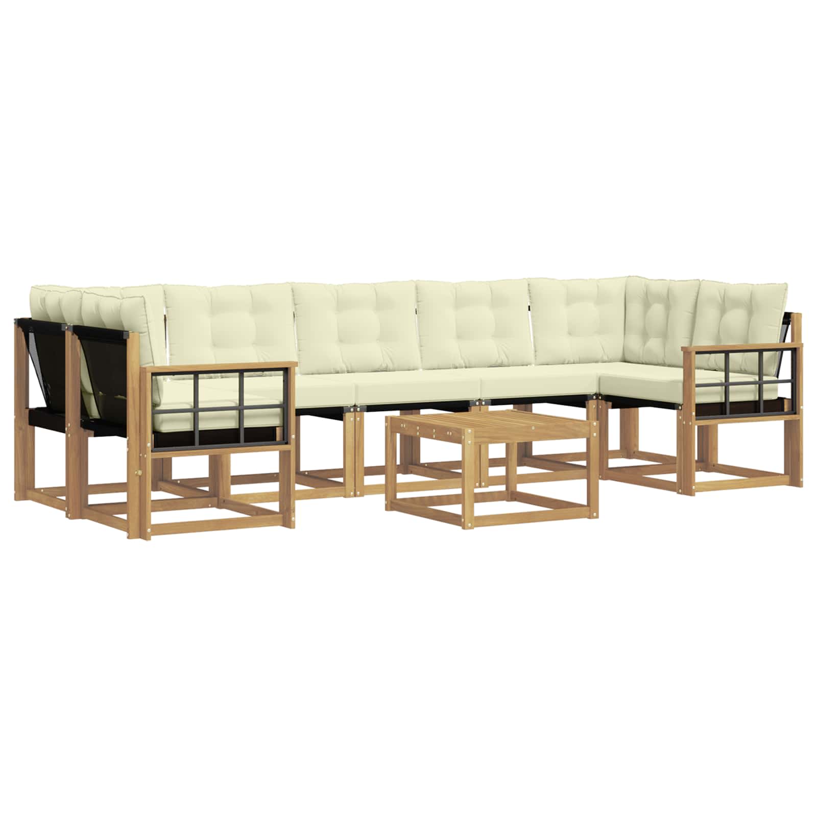 Outdoor-Sofagarnitur mit Kissen 8 pcs Weiß und Creme