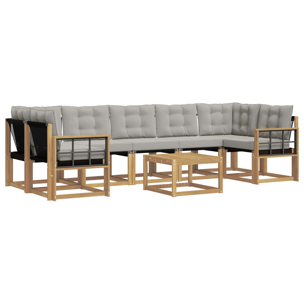 Outdoor-Sofagarnitur mit Kissen 8 pcs Weiß und Hellgrau