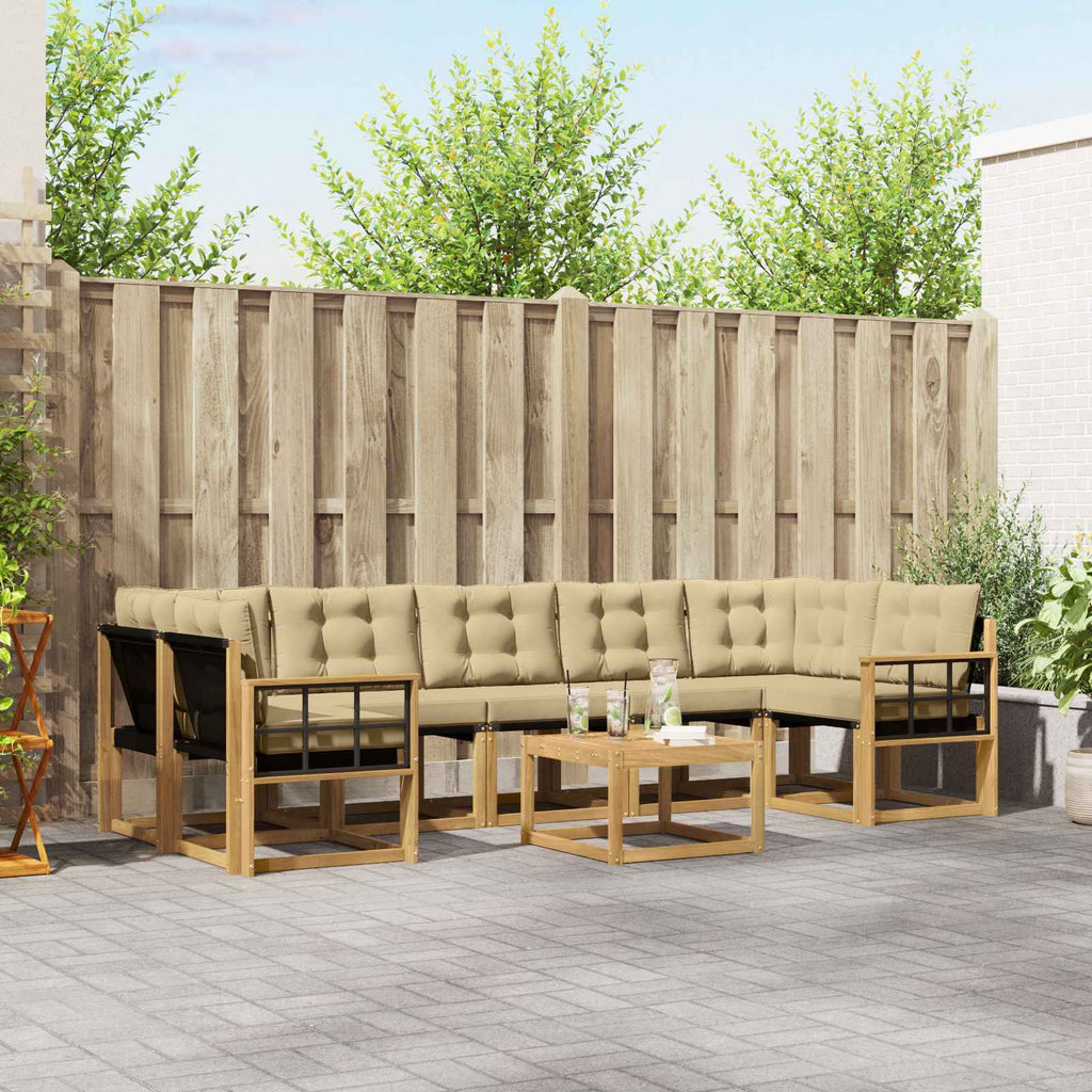 Outdoor-Sofagarnitur mit Kissen 8 pcs Weiß und Beige