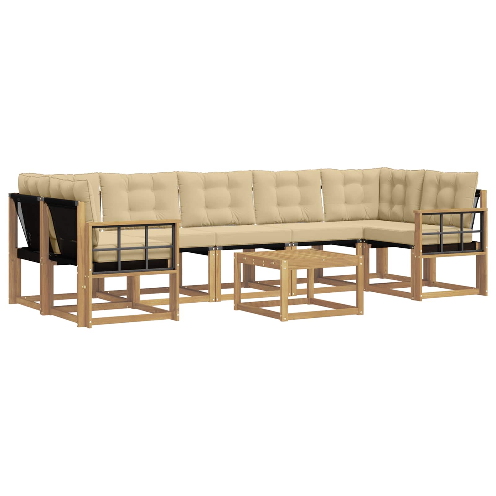Outdoor-Sofagarnitur mit Kissen 8 pcs Weiß und Beige