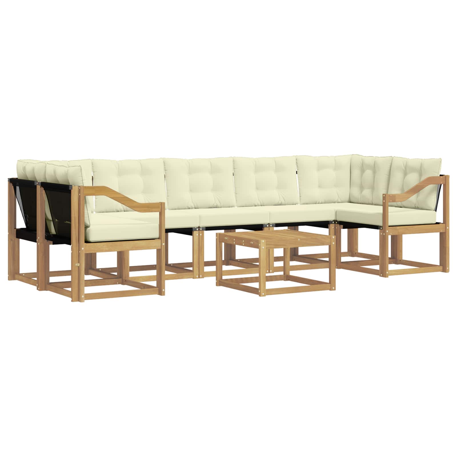 Outdoor-Sofagarnitur mit Kissen 8 pcs Weiß und Creme
