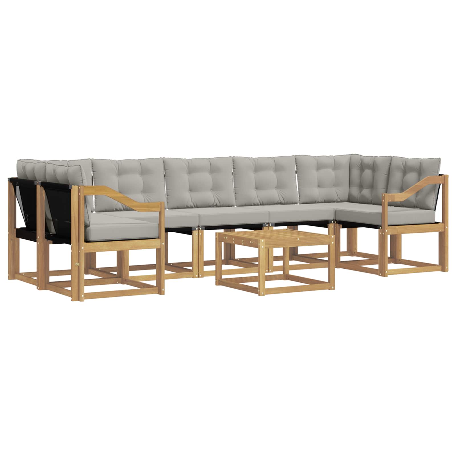 Outdoor-Sofagarnitur mit Kissen 8 pcs Weiß und Hellgrau