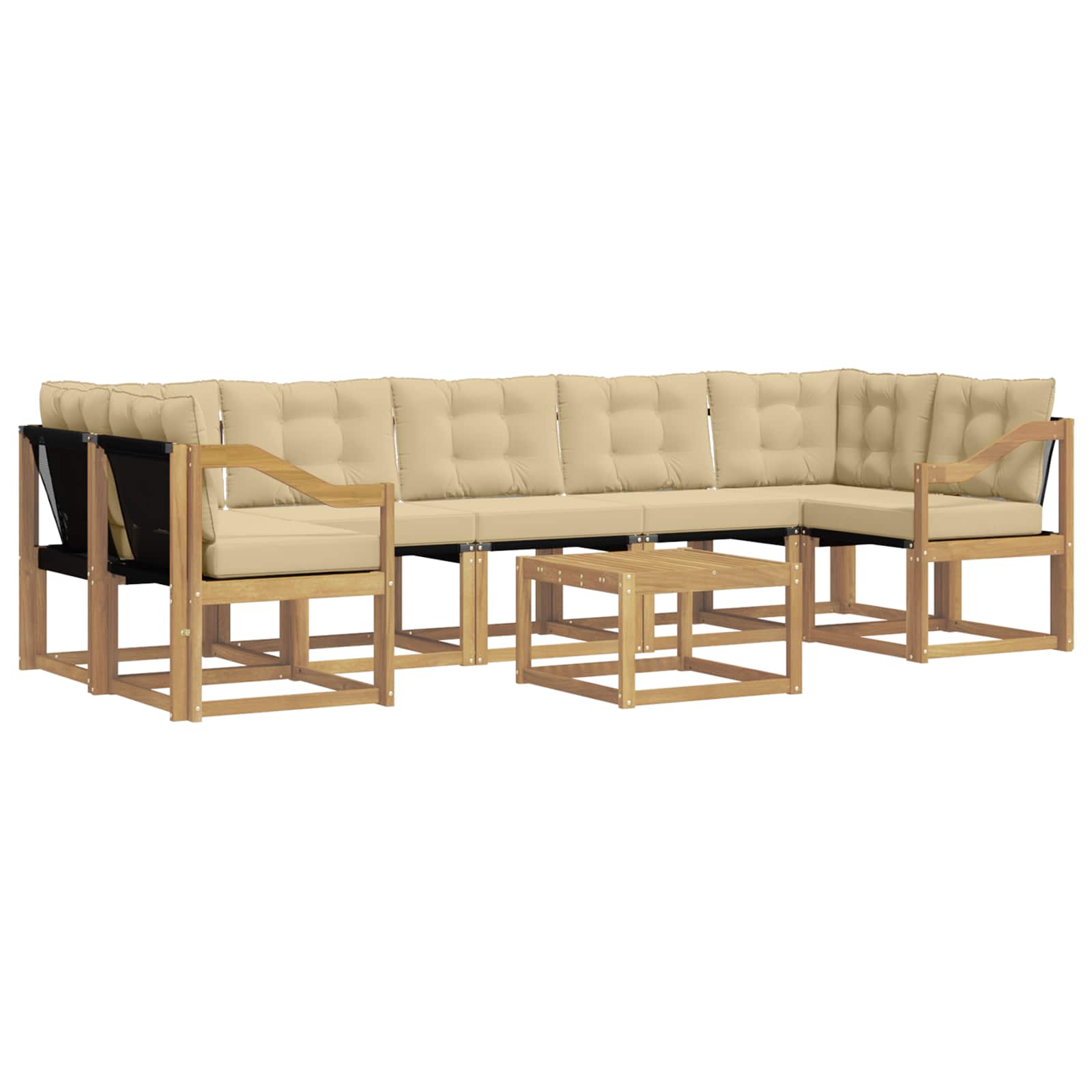 Outdoor-Sofagarnitur mit Kissen 8 pcs Weiß und Beige