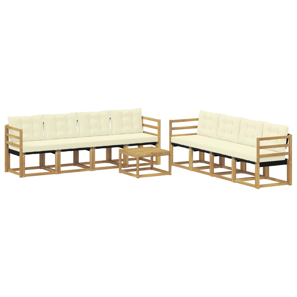 Outdoor-Sofagarnitur mit Kissen 9 pcs Weiß und Creme