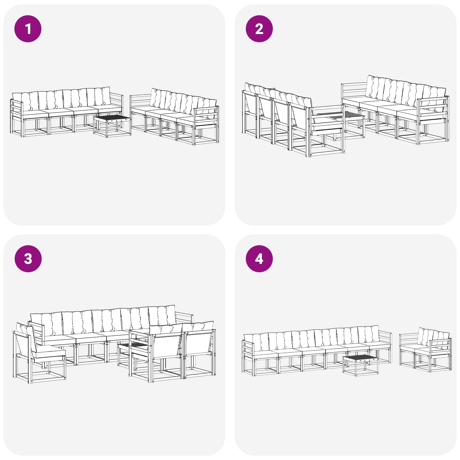 Outdoor-Sofagarnitur mit Kissen 9 pcs Weiß und Creme