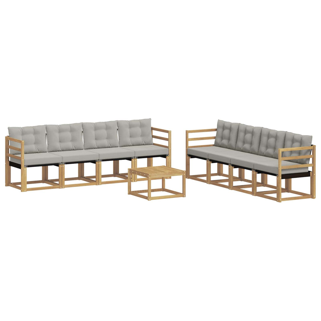 Outdoor-Sofagarnitur mit Kissen 9 pcs Weiß und Hellgrau