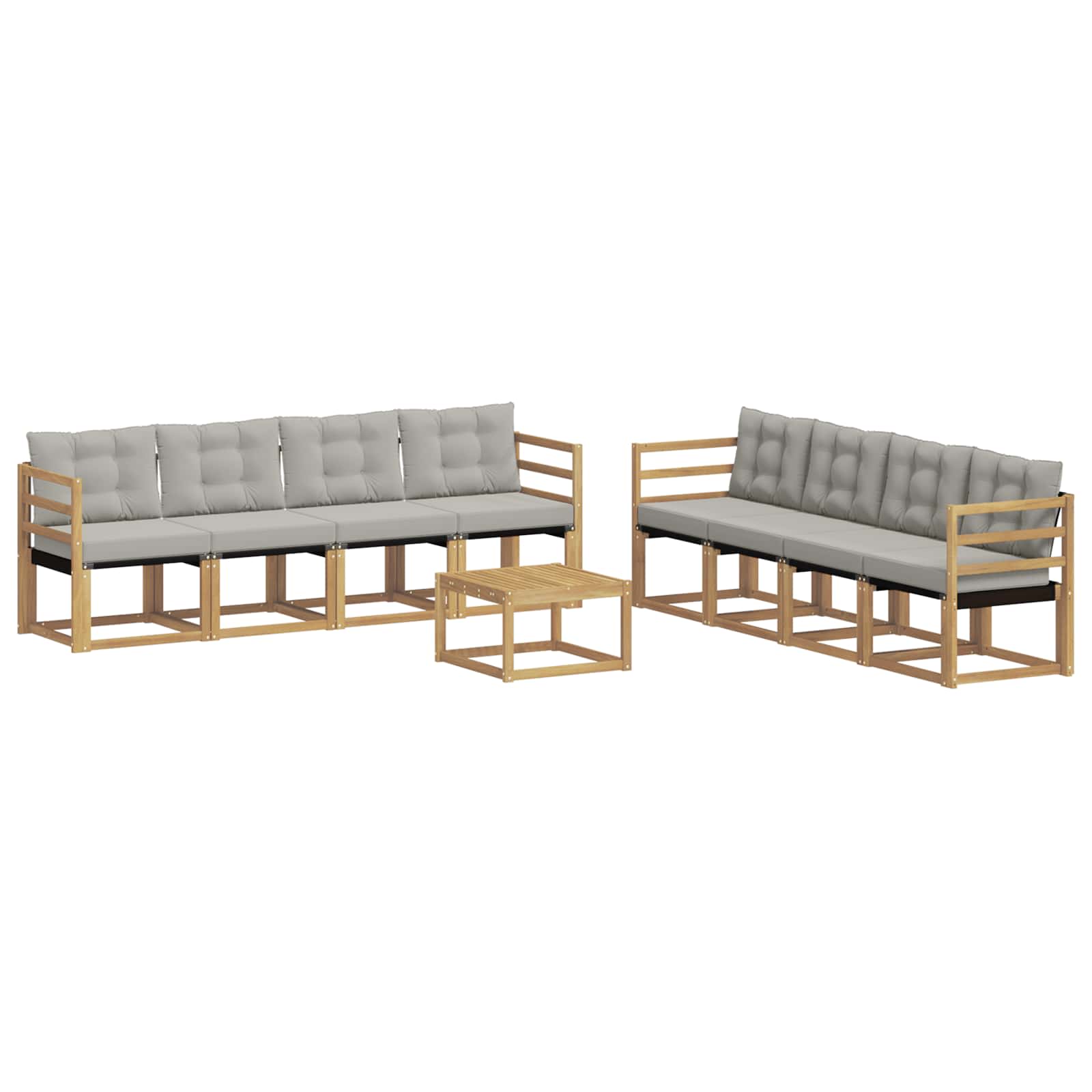 Outdoor-Sofagarnitur mit Kissen 9 pcs Weiß und Hellgrau