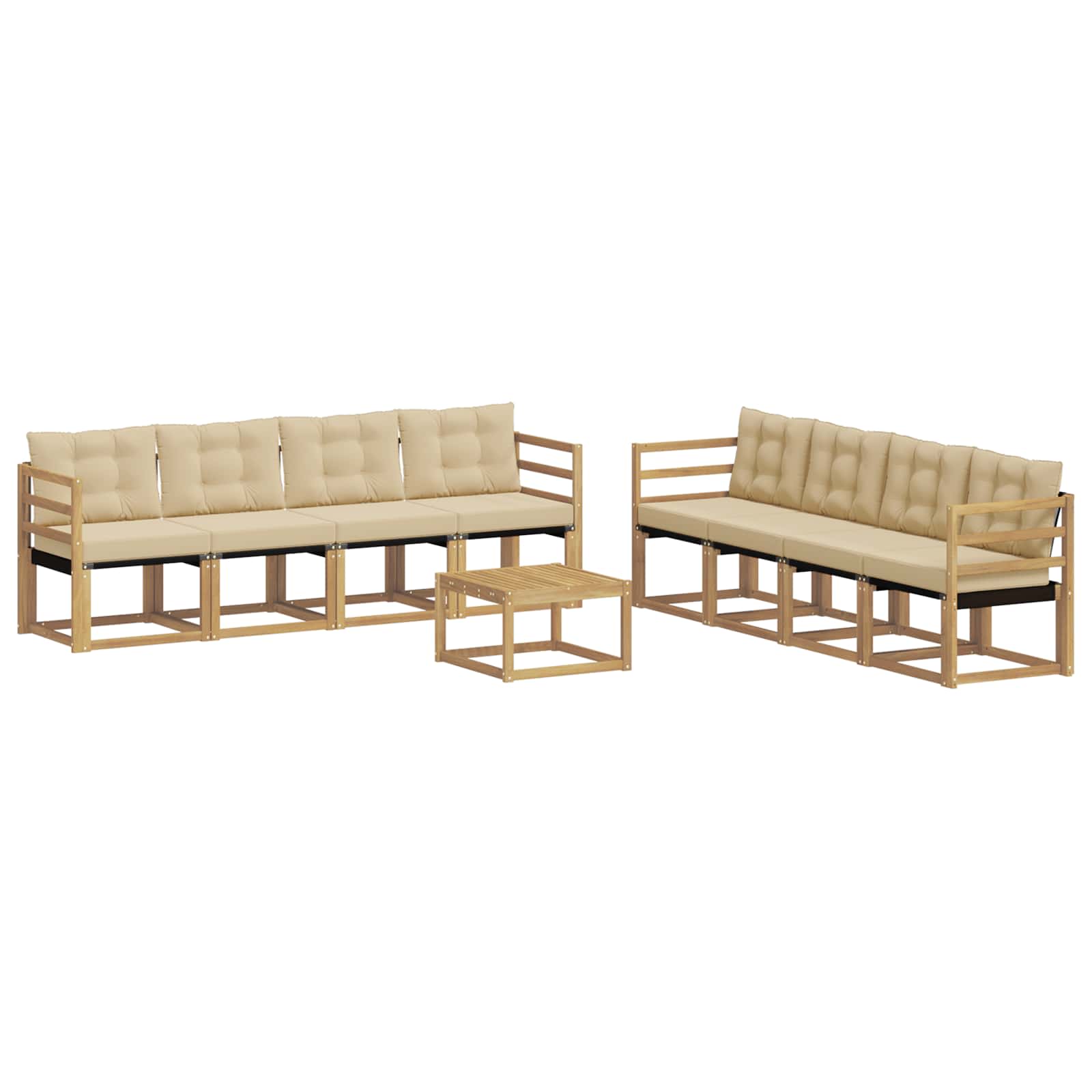 Outdoor-Sofagarnitur mit Kissen 9 pcs Weiß und Beige