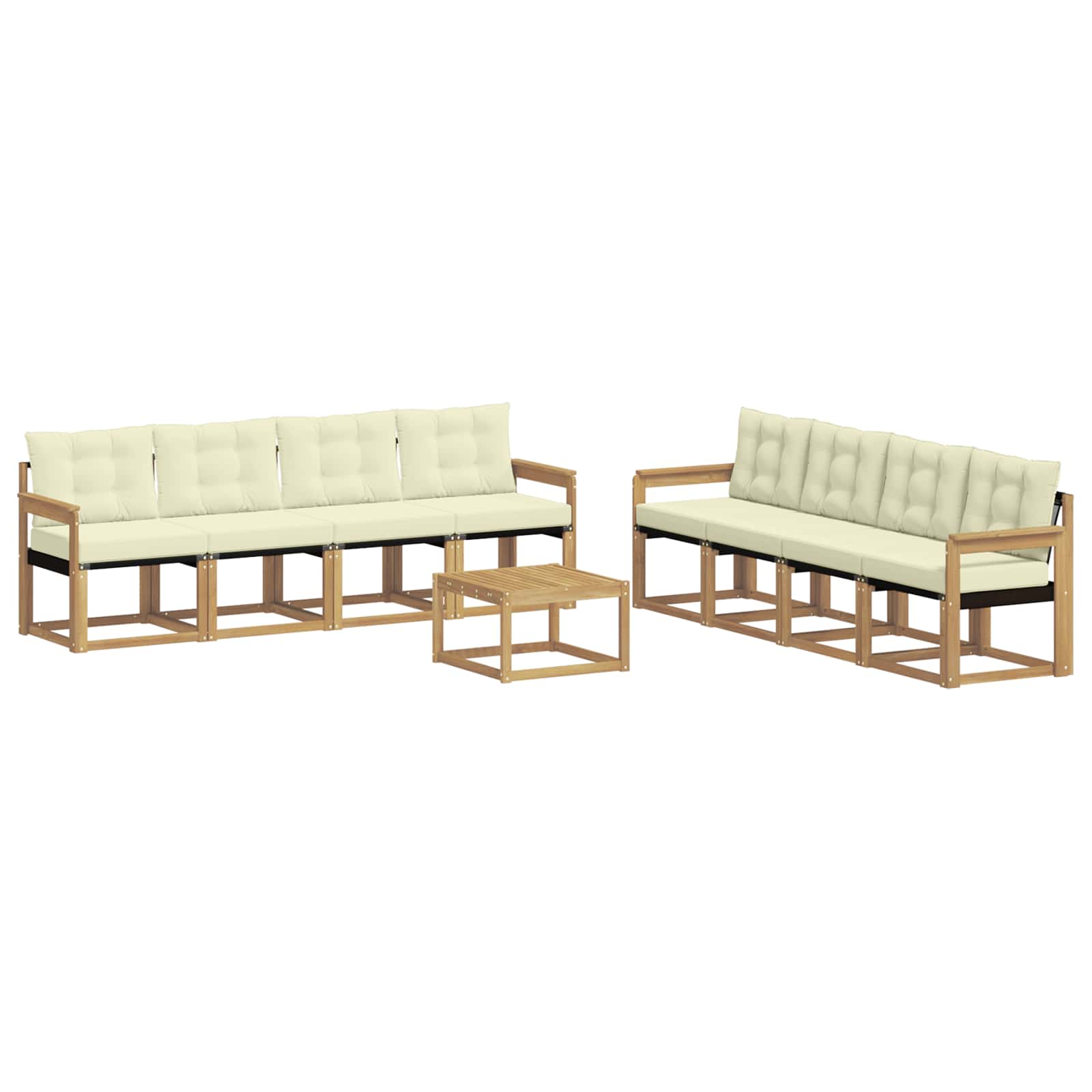 Outdoor-Sofagarnitur mit Kissen 9 pcs Weiß und Creme